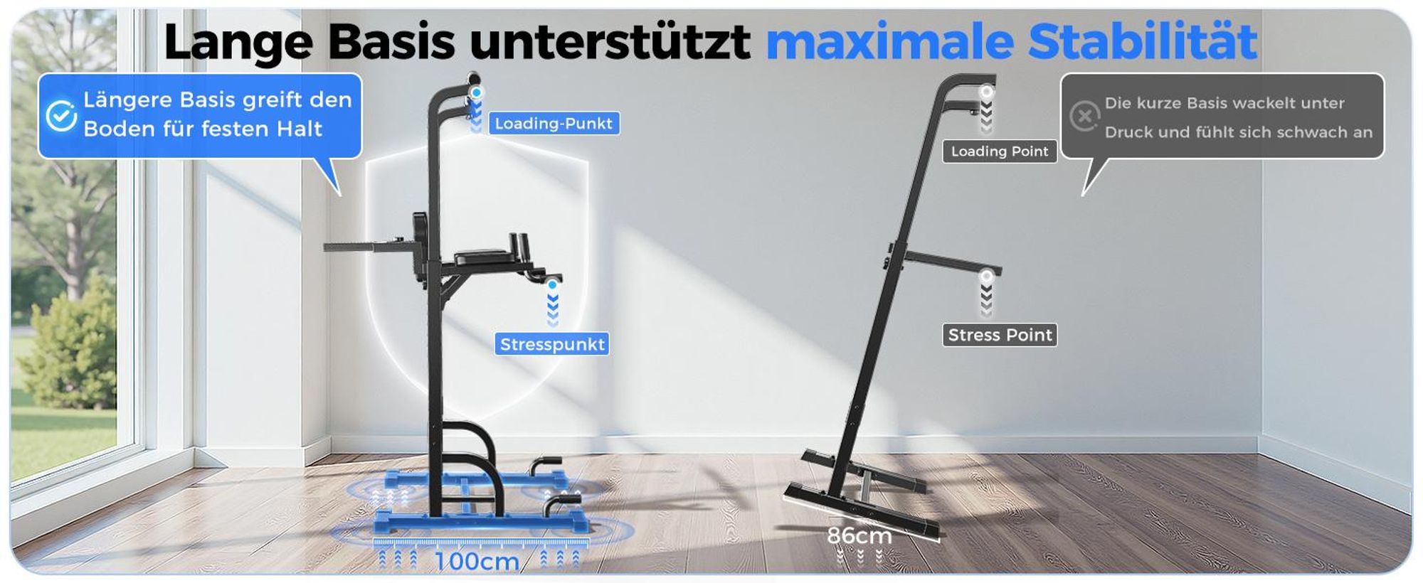 Sportsroyals Power Tower, Dip-Station, Klimmzugstange für das Krafttrainingsgerät im Heim-Fitnessstudio, 204 kg