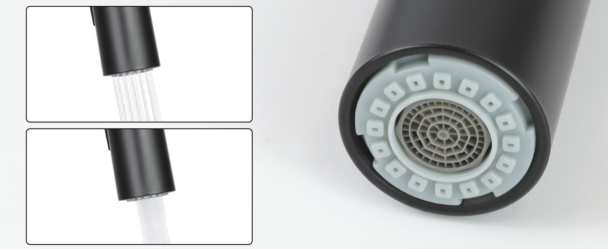 ZMH Keukenmengkraan, zwart, uittrekbaar, met douche. RVS mengkraan voor de spoelbak, 360° draaibaar, met 2 standen