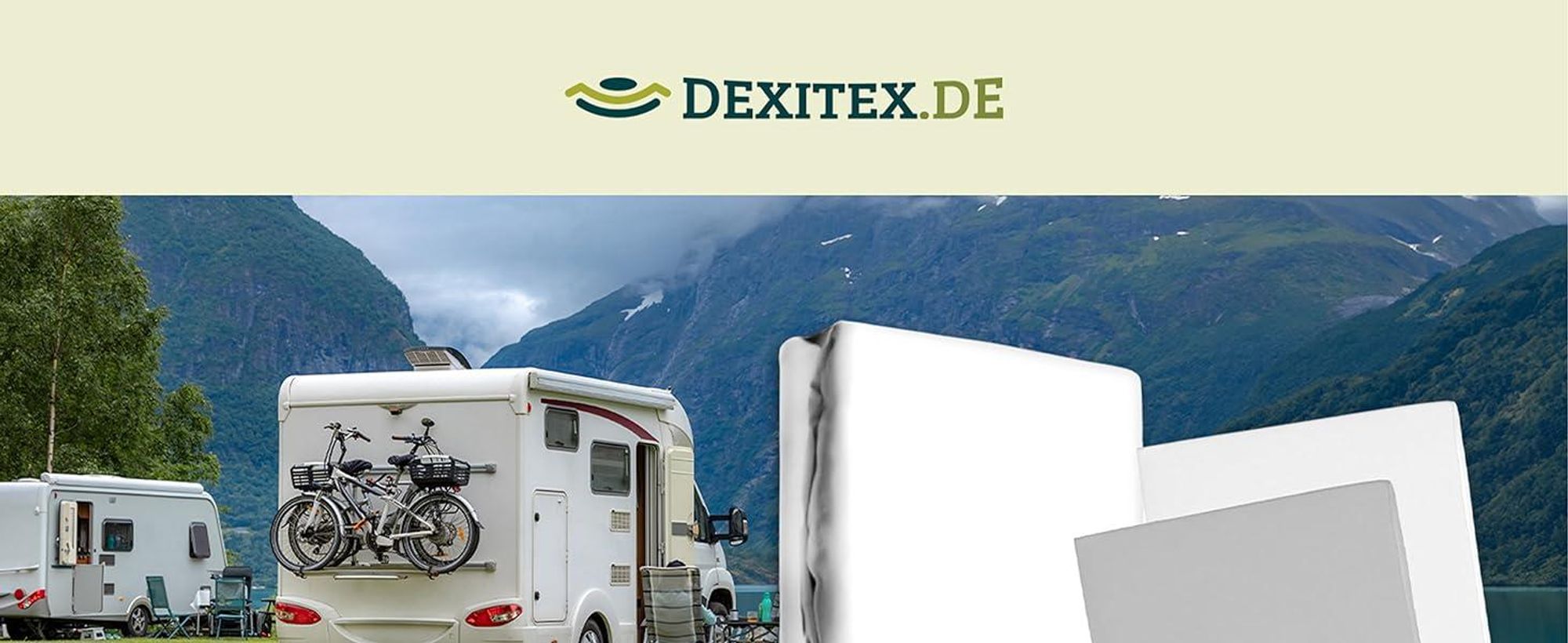 Wohnmobil in der Natur mit Spannbettlaken und Matratzenschoner