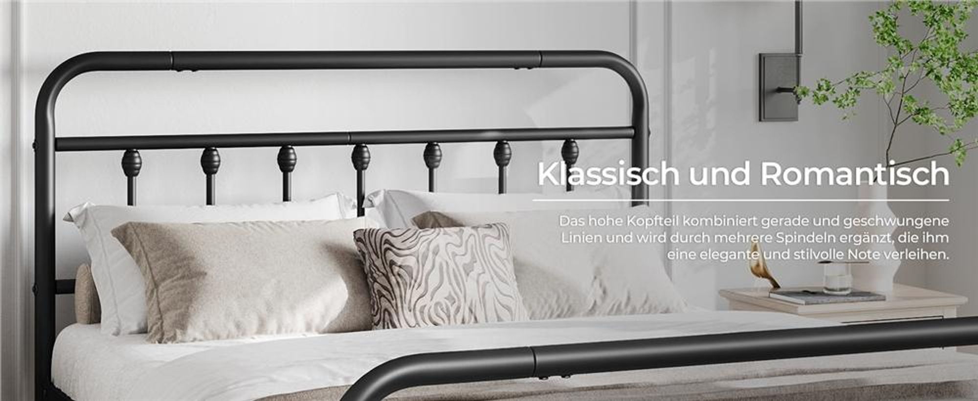 Yaheetech Bettrahmen Metallbett 140 x 200 cm, Bettgestell aus Metall mit Lattenrost, Modern Gästebett Jugendbett, Schwarz
