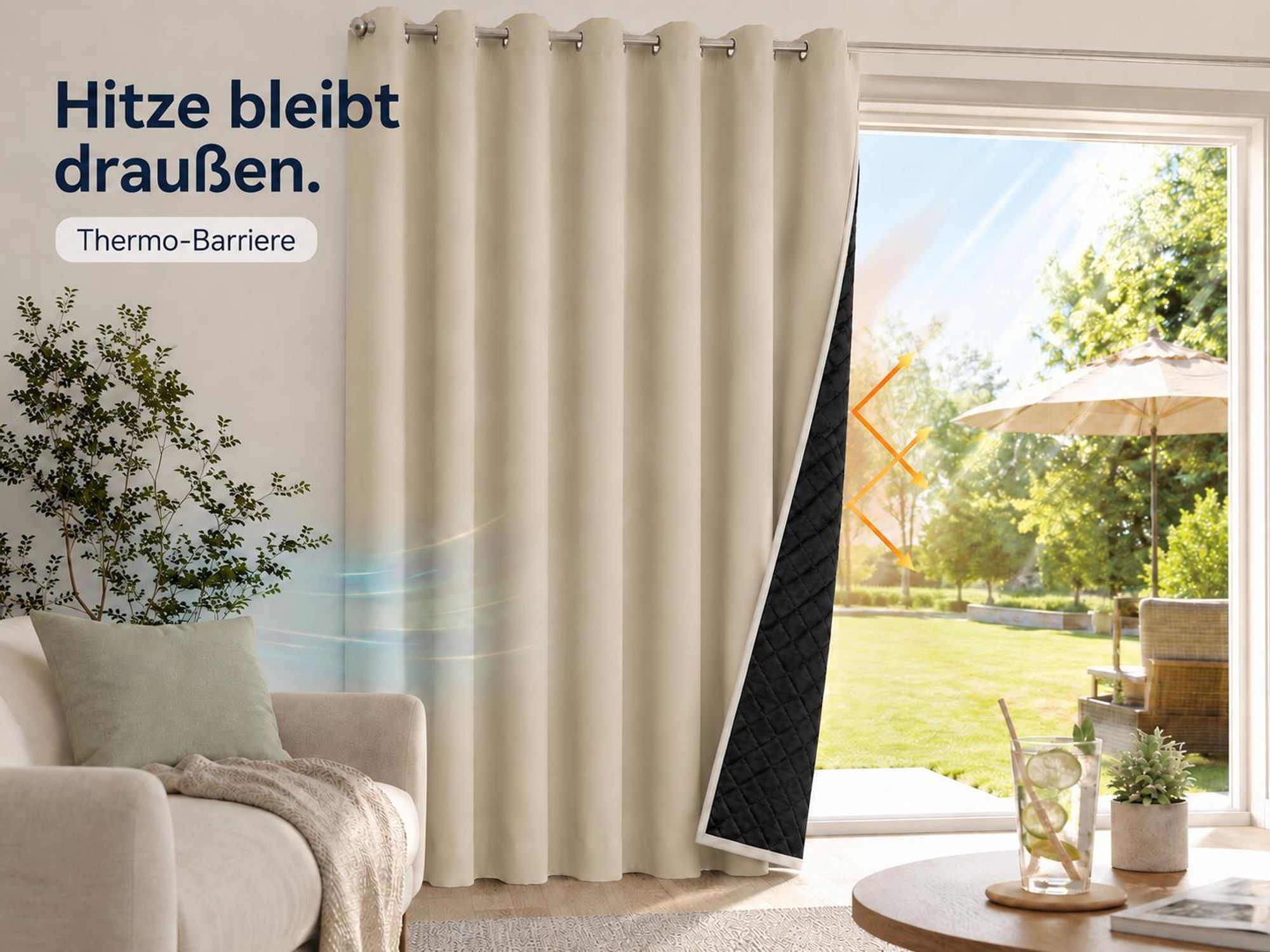 1x 100% Verdunkelung Thermo Vorhänge Beige Blickdicht Verdunkelungsvorhang mit Ösen Einfarbige, 132*160cm