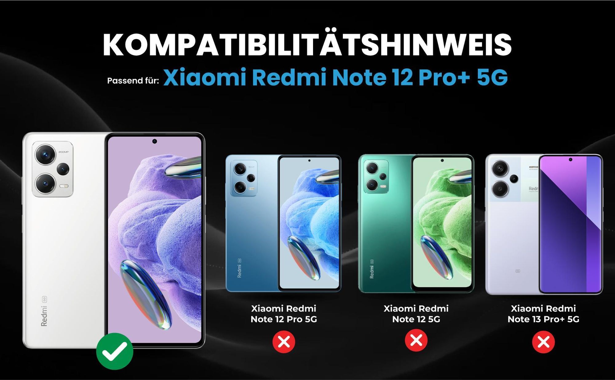 Kompatibilitätshinweise Hülle für Xiaomi Redmi Note 12 Pro+ 5G