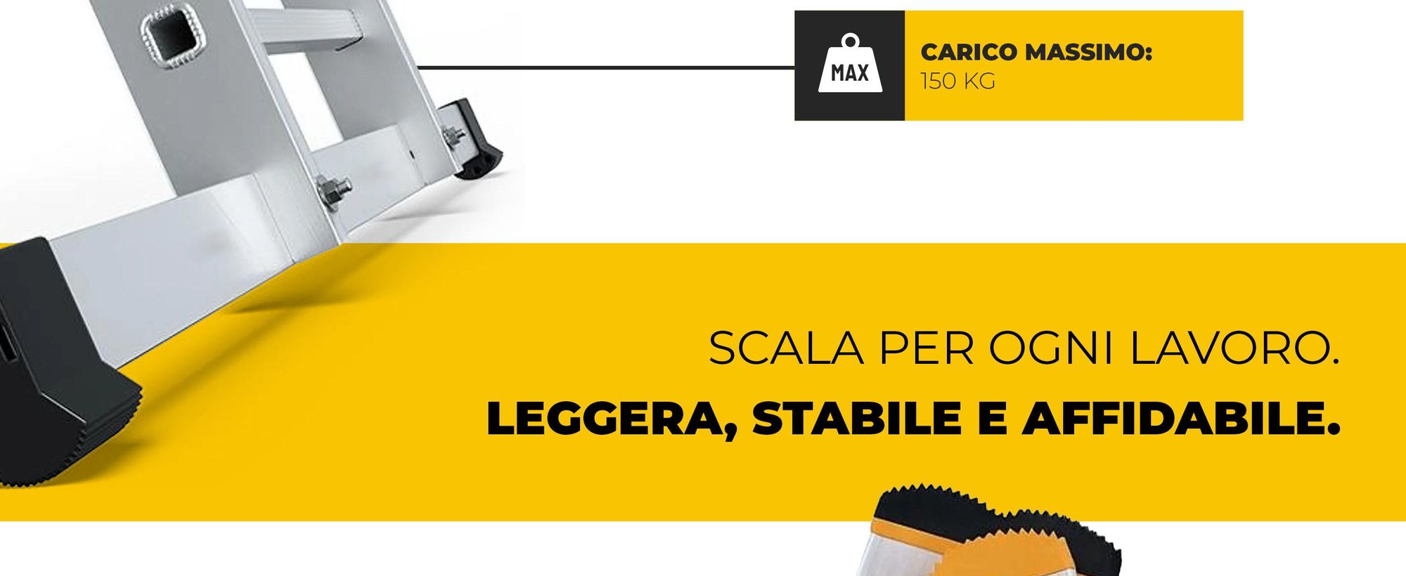 DRABEST | Scala - Serie PRO - Scala in alluminio - 3 sezioni - 9 gradini - Scala multiuso altezza di lavoro 6,32 m - fino a 150 kg