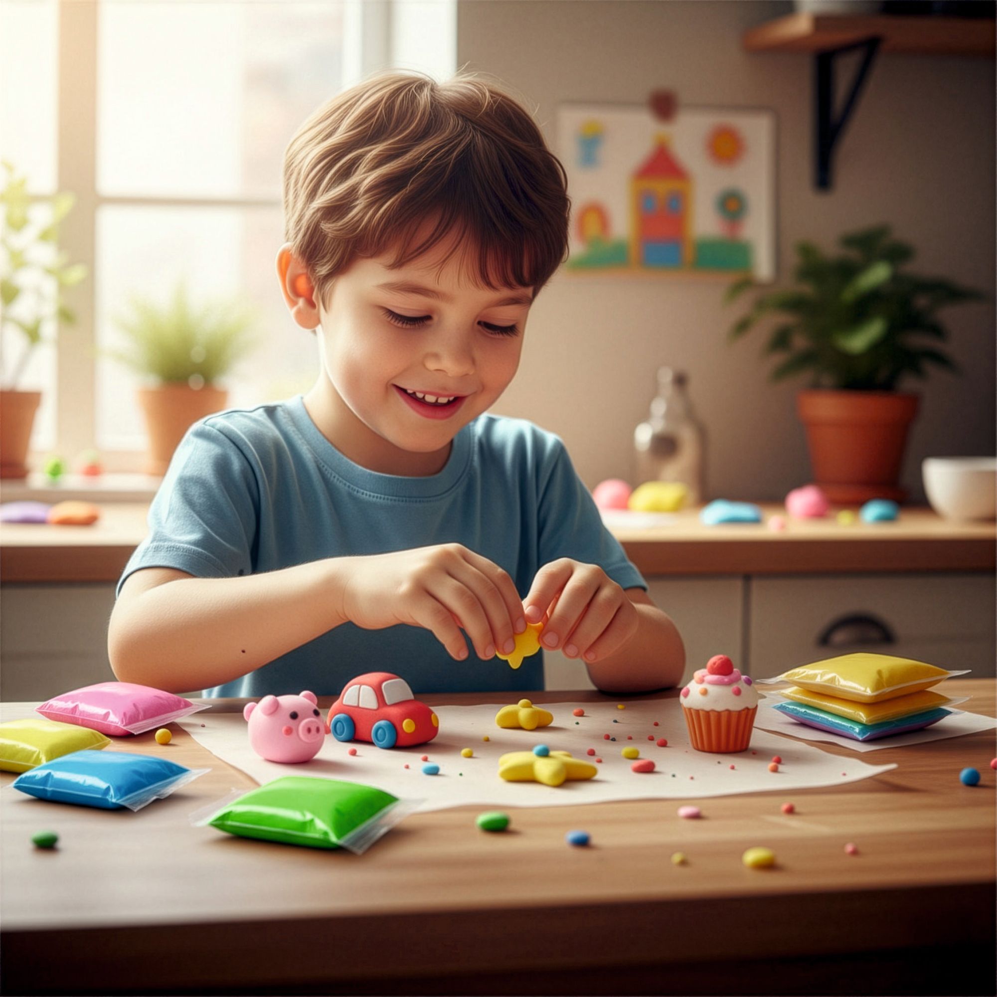 Magic Clay 36er Set, Magische Knete lufttrocknend & ultraleicht, Modelliermasse für Kinder inkl. 3 Spatel, Kreatives Spielzeug MINT, EVI KIDS MagicCla