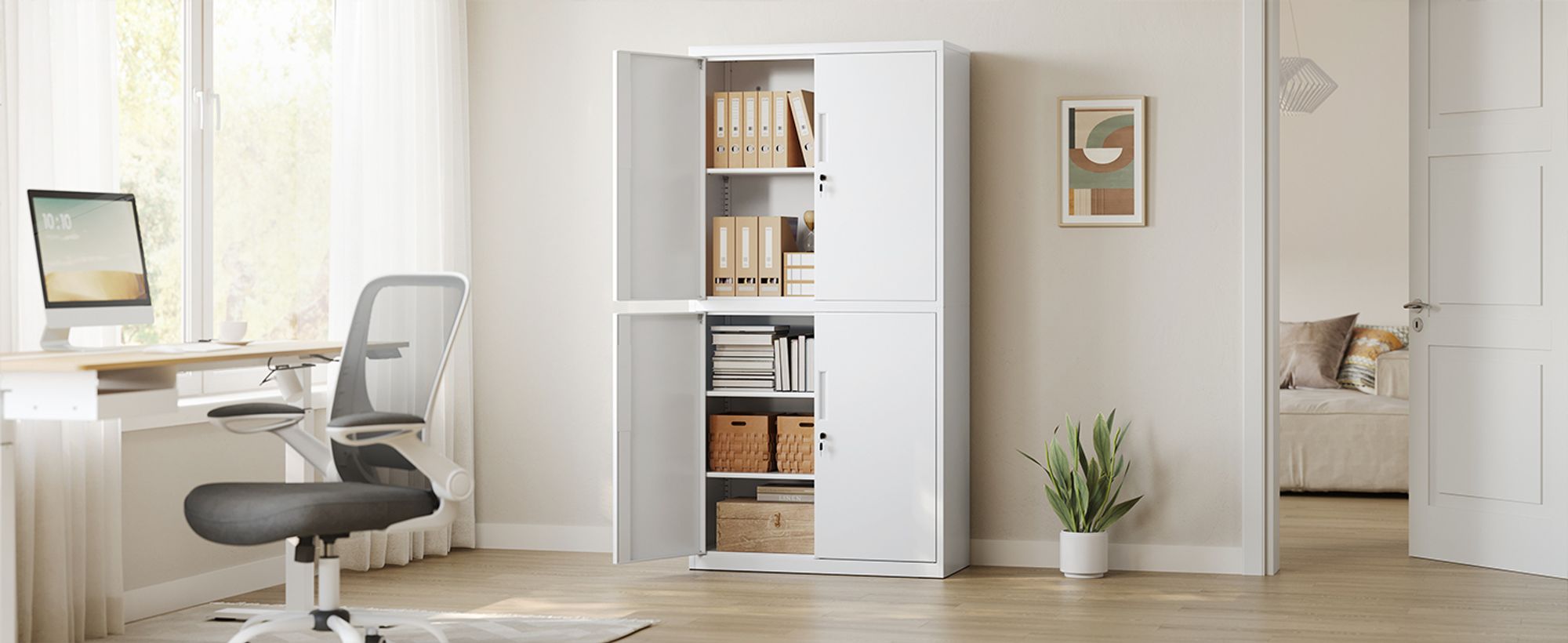 SONGMICS Aktenschrank, Mehrzweckschrank, Büroschrank, 40 x 80 x 180 cm, verstellbare Ablagen