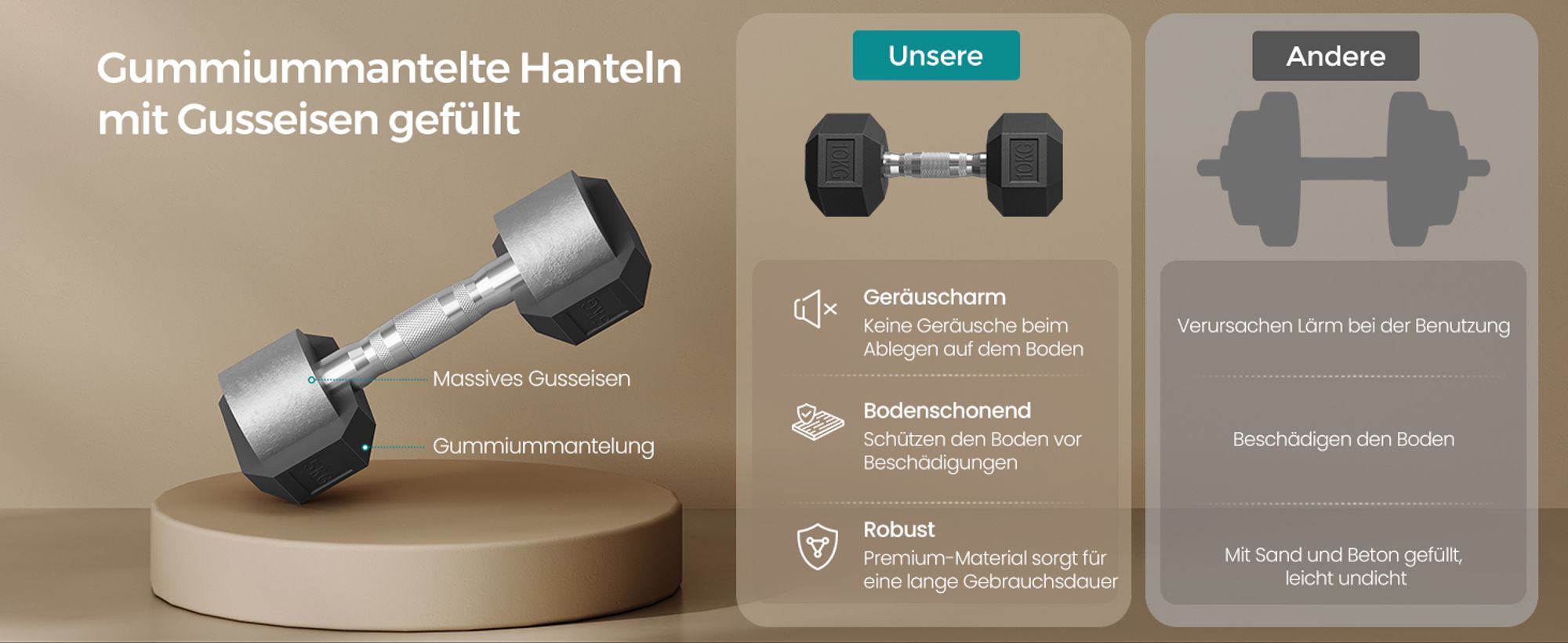 SONGMICS Hantelset, Hanteln 2er Set, Hexagon, Kurzhantel-Set, insgesamt 10/20 kg, für Workout, Fitnesstraining, Gewichtheben für Zuhause