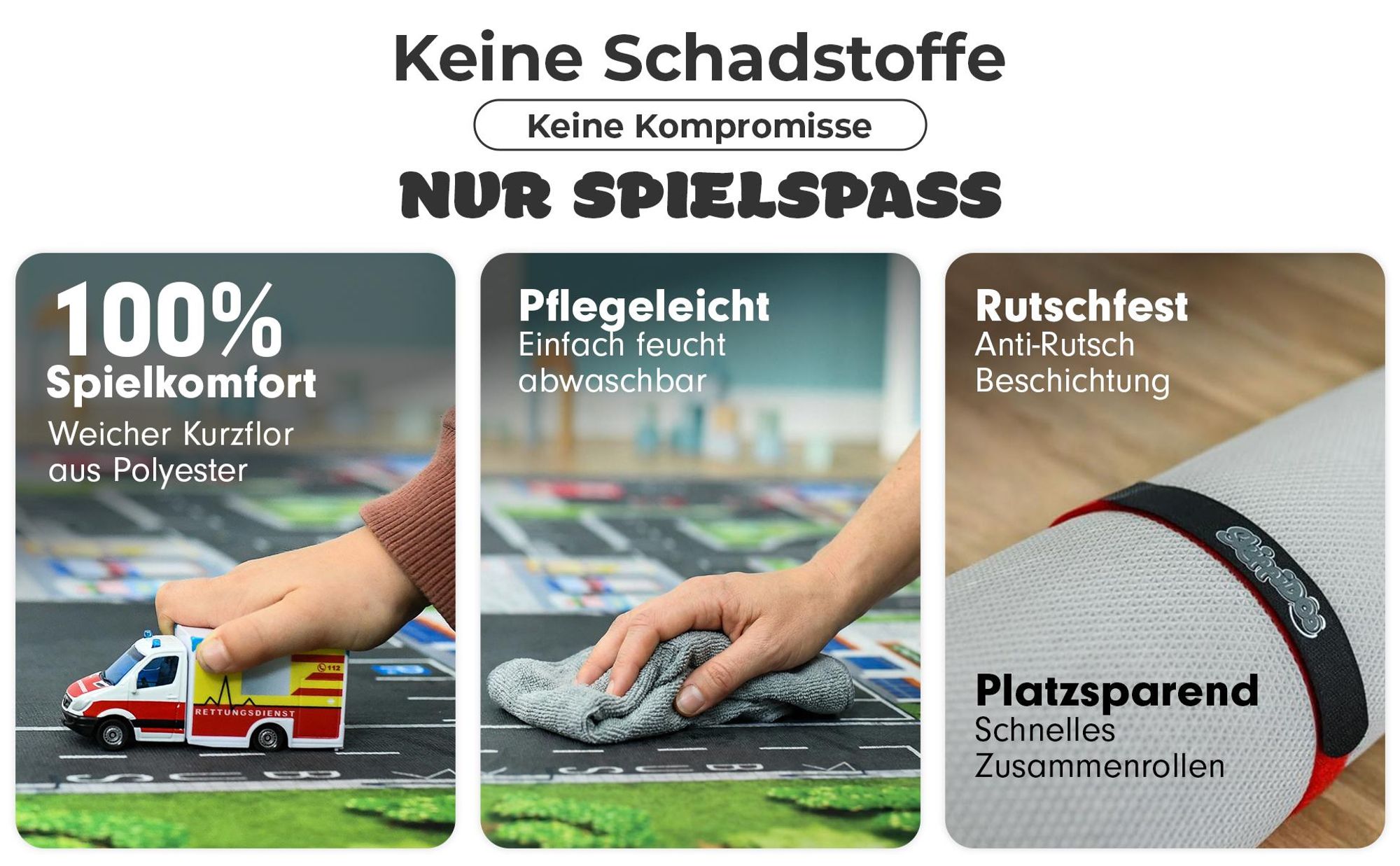 SkippiDoo Kinder Spielteppich Straßenteppich (160x120 cm) - rutschfest & -zertifziert - Teppich Jungen & Mädchen Kinderzimmer, Kinderteppich