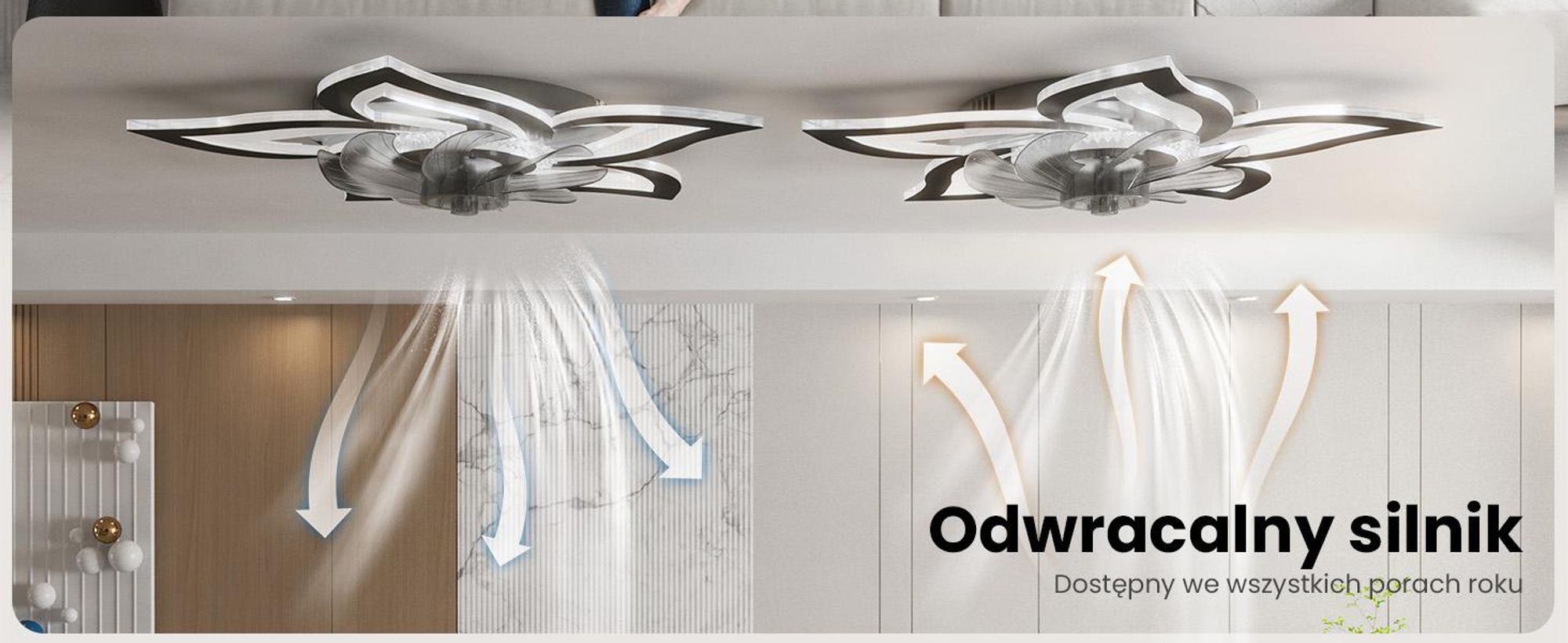 Wentylator sufitowy Heilmetz z oświetleniem, średnica 69 cm, z regulacją jasności, 6 prędkości, wzór kwiatowy, cichy wentylator LED z pilotem, kolor czarny