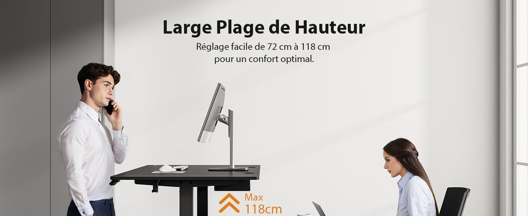 SENSE7 Bureau réglable en hauteur Nojo 120 cm en chêne Bureau gaming électrique Bureau d'ordinateur Bureau debout Bureau de bureau Fonction mémoire Gestion des câbles