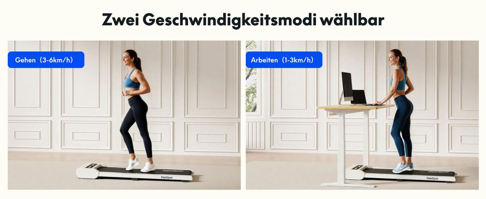 FlexiSpot Laufband, 2 in 1 Walking Pad, bis 120kg belastbar, 1–6km/h, mit Fernbedienung & LED, Fitnesssocken & Schmieröl, für Zuhause & Büro, Weiß