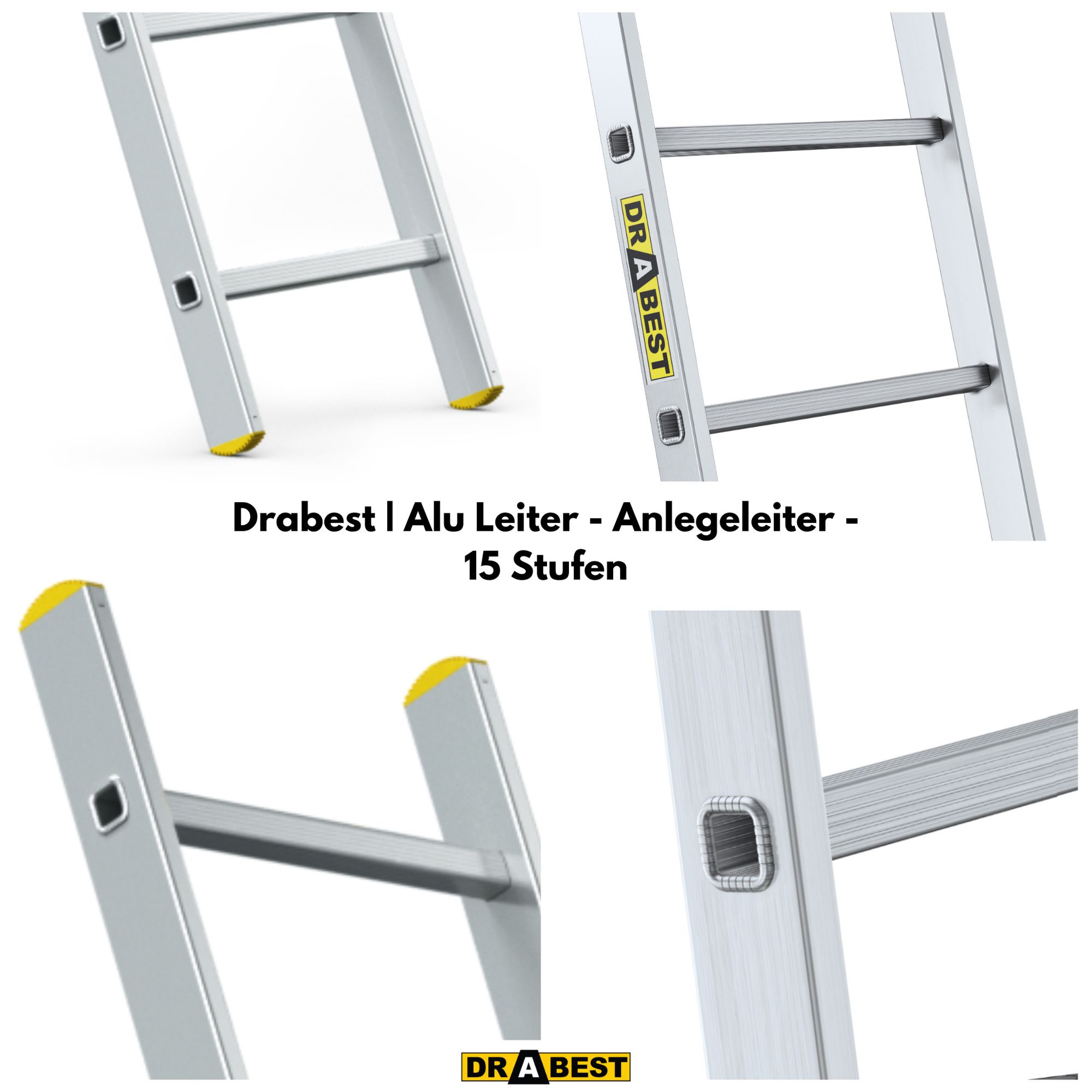Drabest, leiter, leitern, alu leiter, Anlegeleiter, leiter 15 stufen