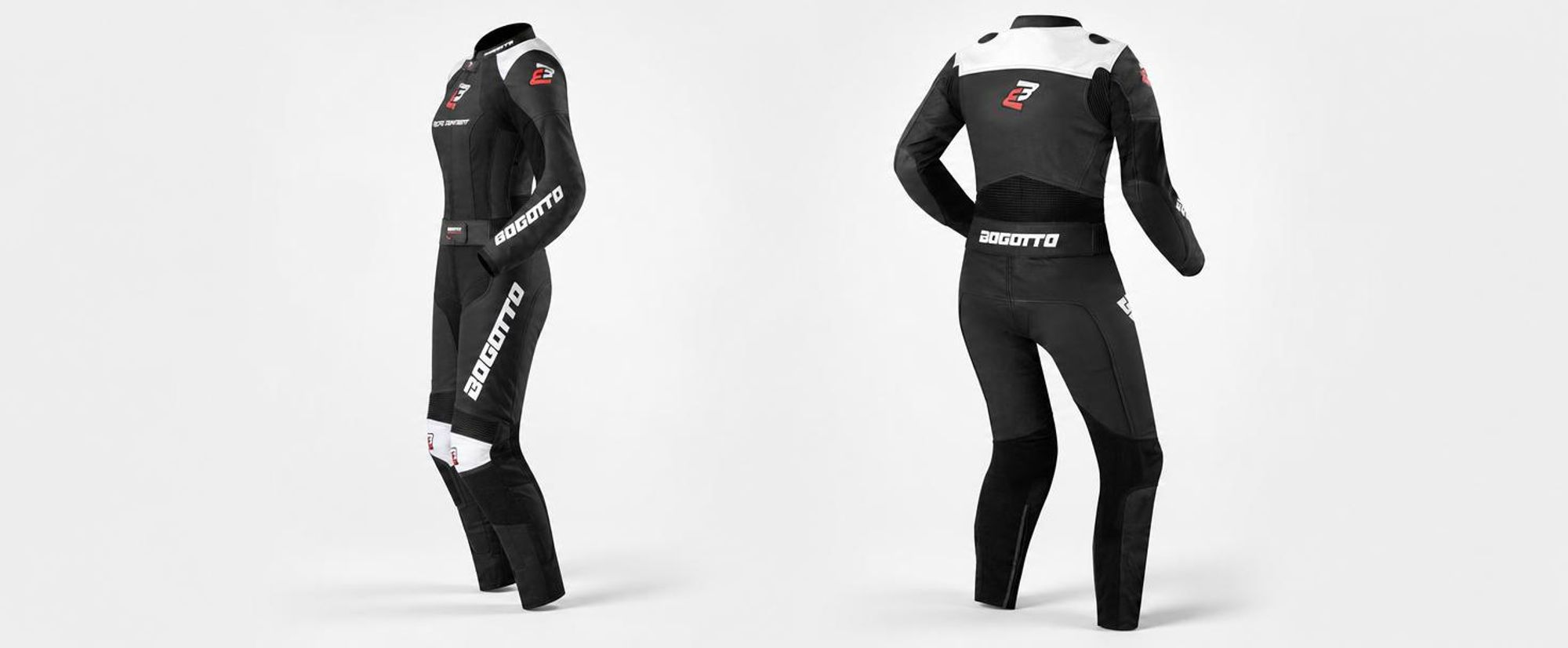 Bogotto Losail 2-częściowy damski skórzany kombinezon motocyklowy, czarny/biały, 38