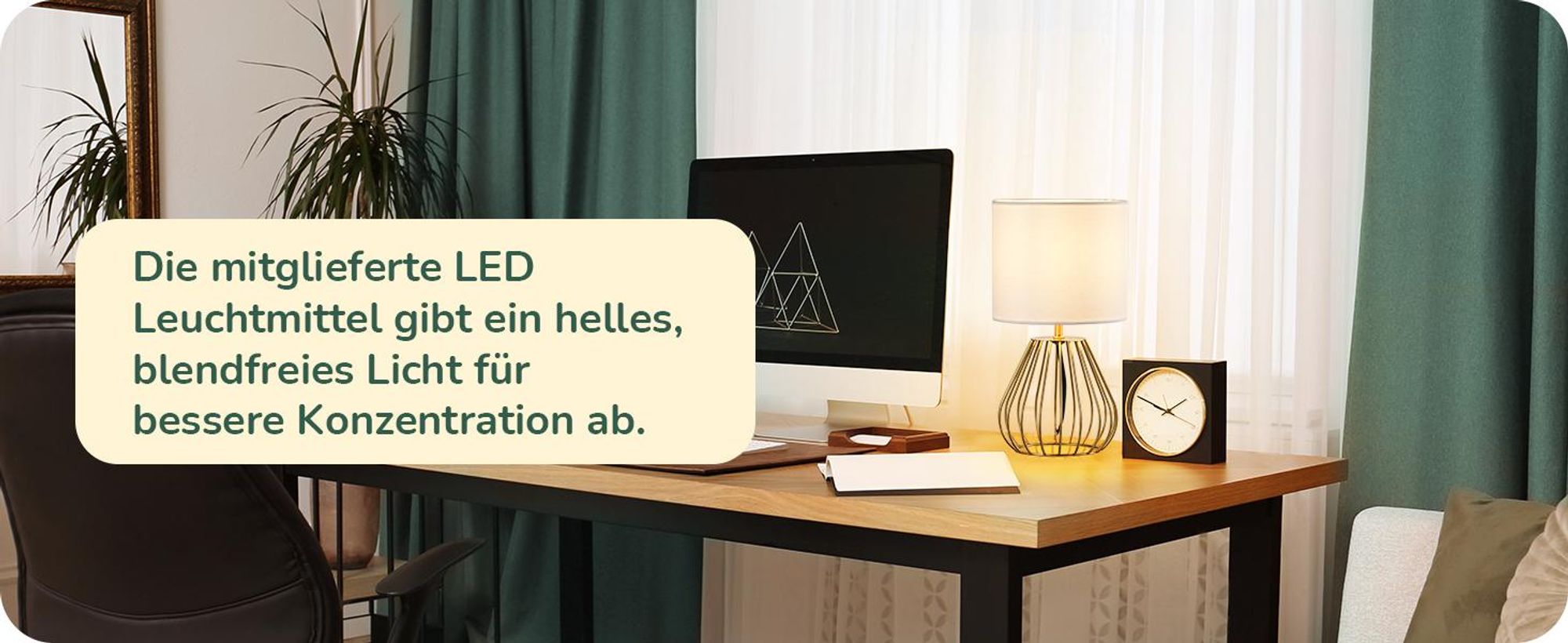 EDISHINE Nachttischlampe Industrial, Moderne Tischlampe, Schlafzimmer, Gold&Weiß
