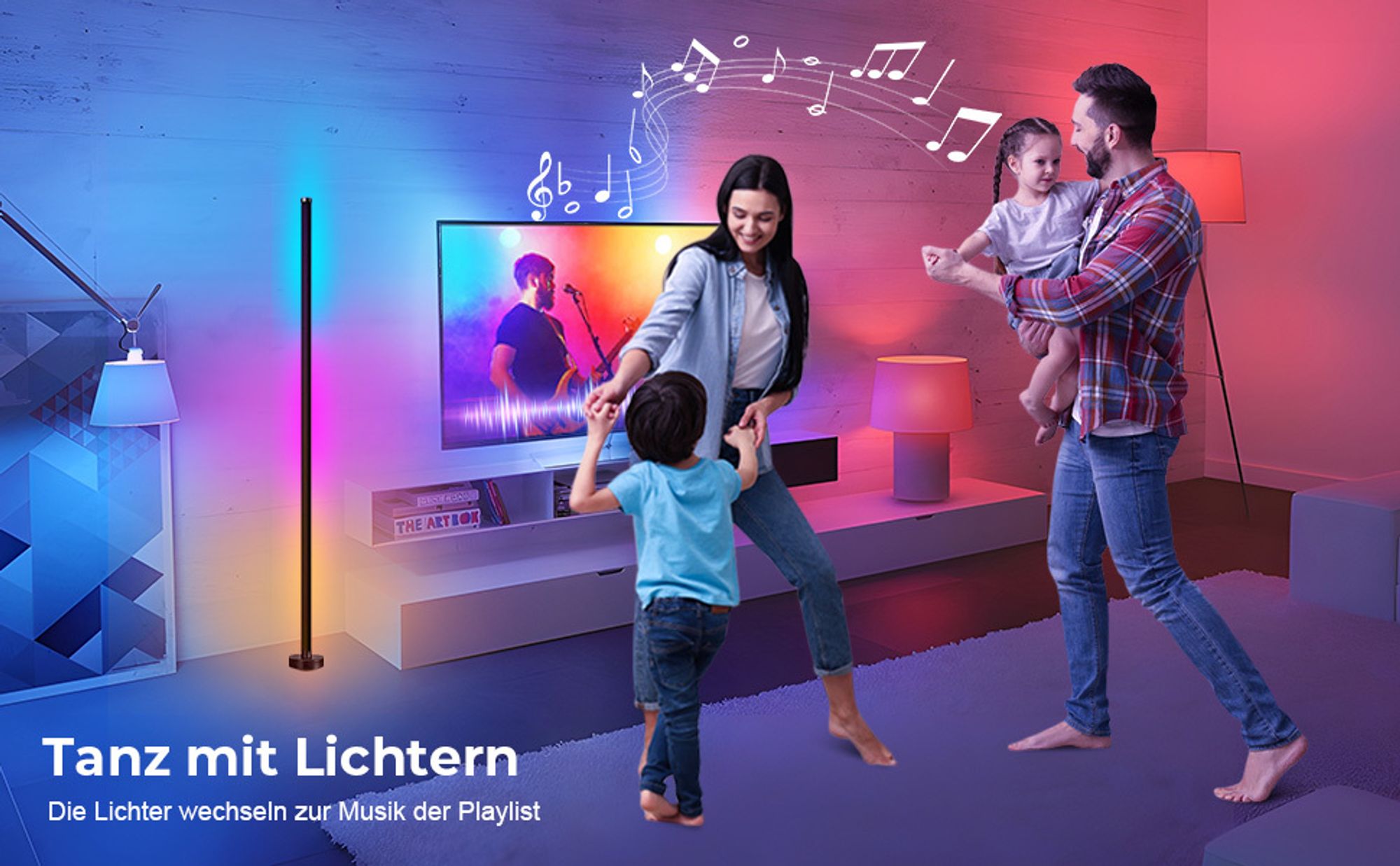 LED Stehlampe RGB ​Dimmbar Stehleuchte Bluetooth App-Steuerung Musik Sync Lichtsaeule Ecklampe Standleuchte mit Fernbedienung
