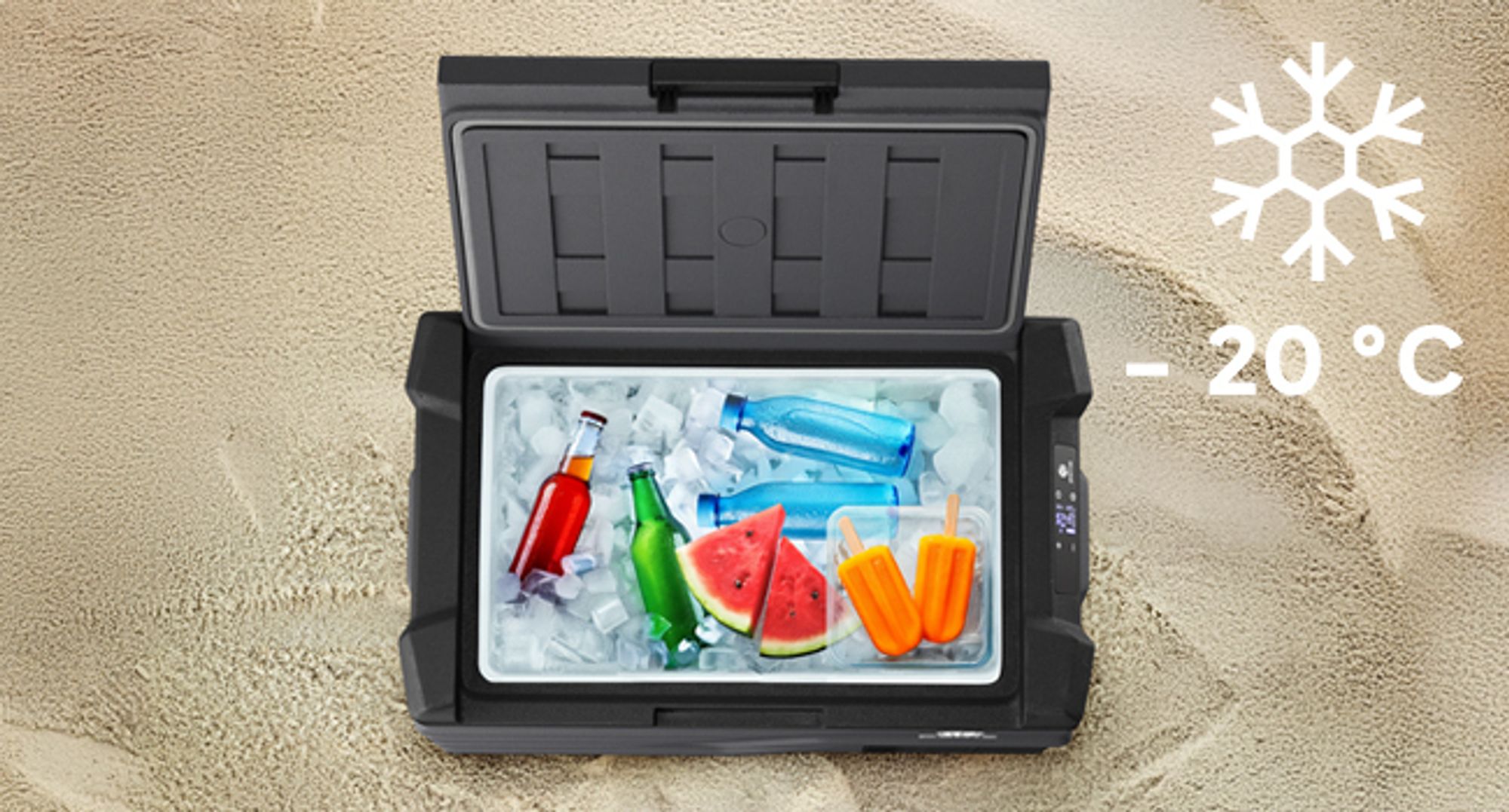 Chladiaca taška PEME Quest 40 s kompresorom, 35 l, elektrická mraznička, chladnička do auta, 12 V, 24 V, 230 V, chladnička do kamiónu a na kempovanie, aplikácia, USB v aute, vnútorné osvetlenie, -20 °C