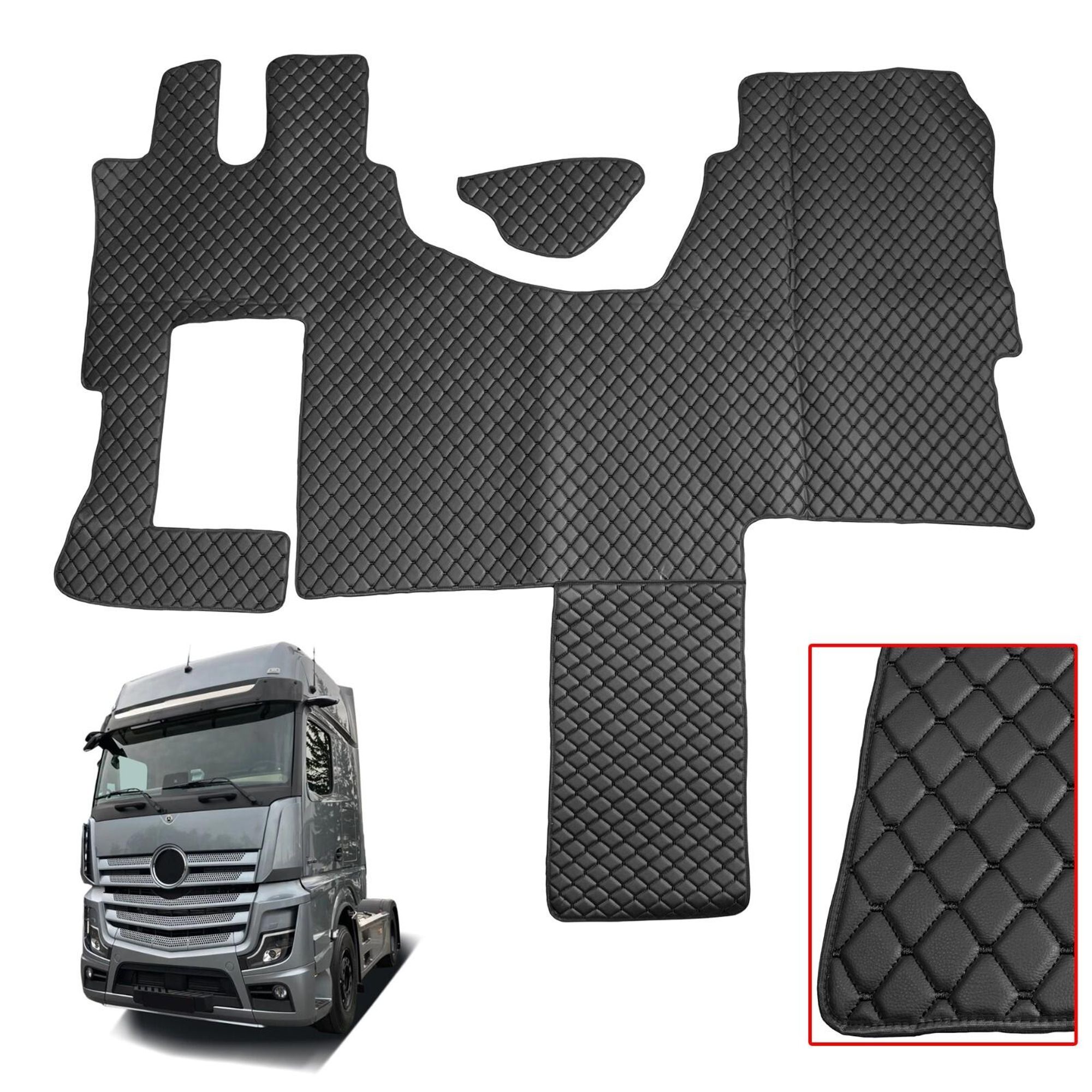 LKW Fußmatten Für Mercedes Actros SOLOSTAR MP4 MP5 SCHWARZ Stitche Truck Zubehör