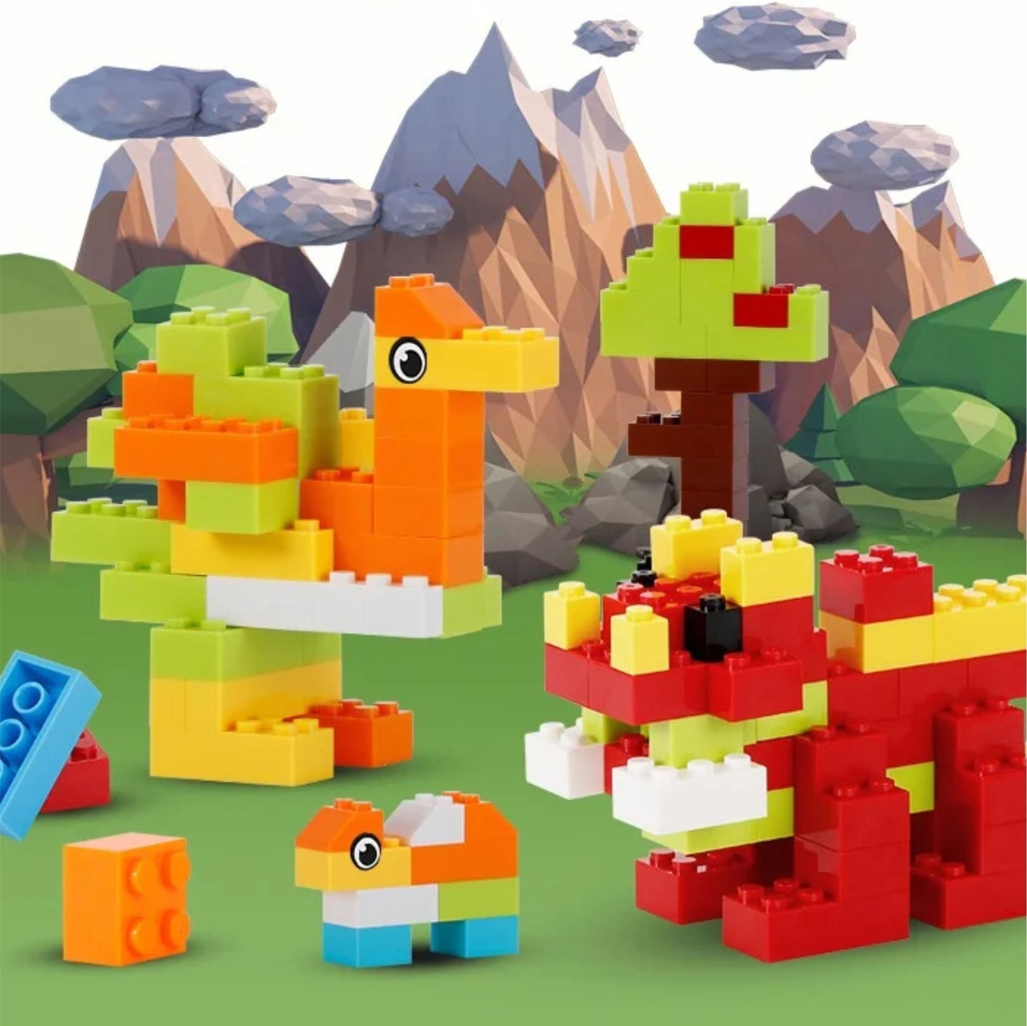 Klassische Bausteine Set 500 Teile, Kreatives Konstruktionsspielzeug für Kinder ab 3 Jahren, Bunte Bauklötze Kompatibel mit Marken, EVI TOYS Box