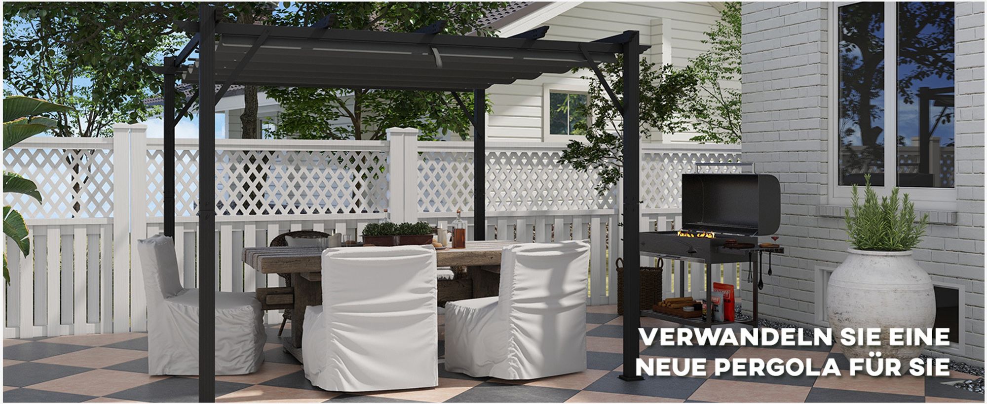 Outsunny Ersatzdach für Pergola, 2,5x2,55m Pergola-Dach mit Entwässerungslöchern