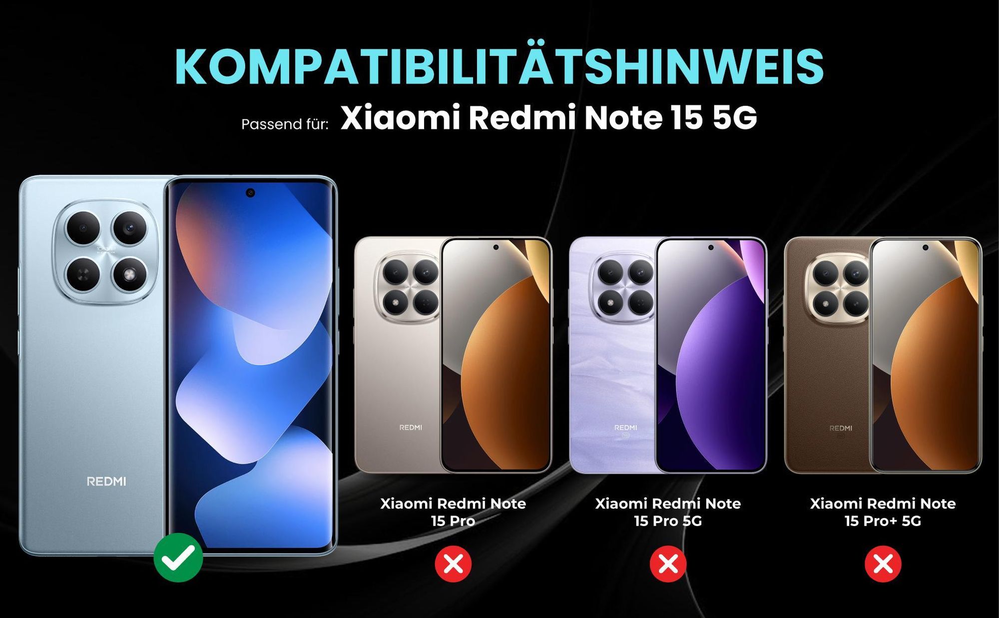 Kompatibilitätshinweise Hülle für Xiaomi Redmi Note 15 5G