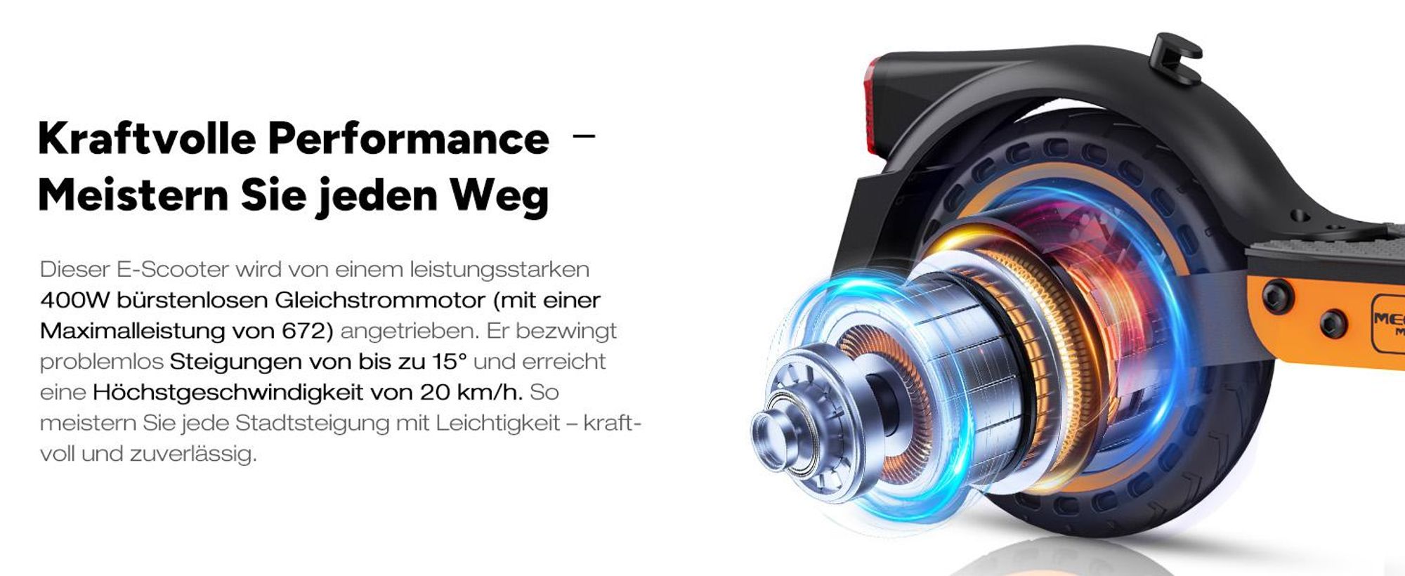 MEGA MOTION E-Scooter mit Straßenzulassung, Elektroroller mit 400W Motor, APP, max Speed 20KM/H, 7,8AH Batterie, 15KG Gewicht, faltbar, Duales Bremsen
