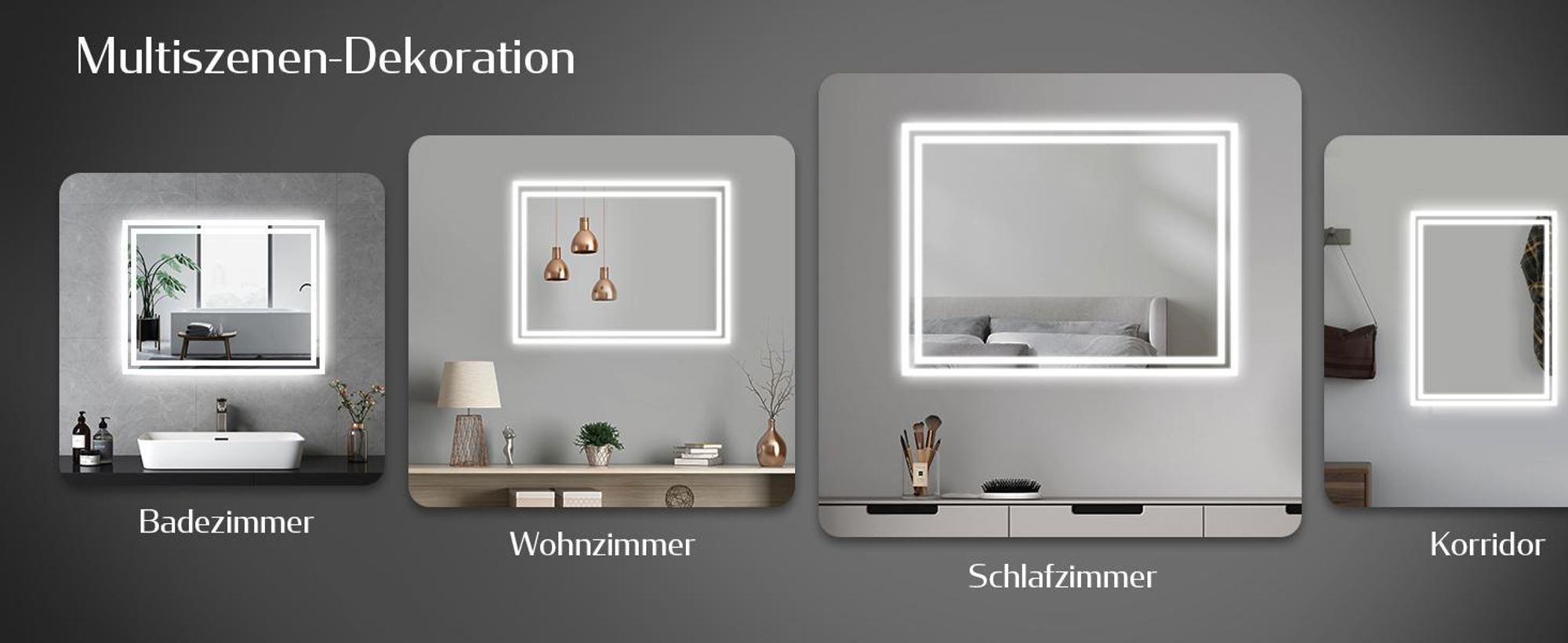 EMKE LED Badspiegel mit Beleuchtung 40X60 cm Antibeschlag, Wandspiegel Badezimmerspiegel mit mechanischem Schalter, 3000K/6500K Lichtfarben, IP44