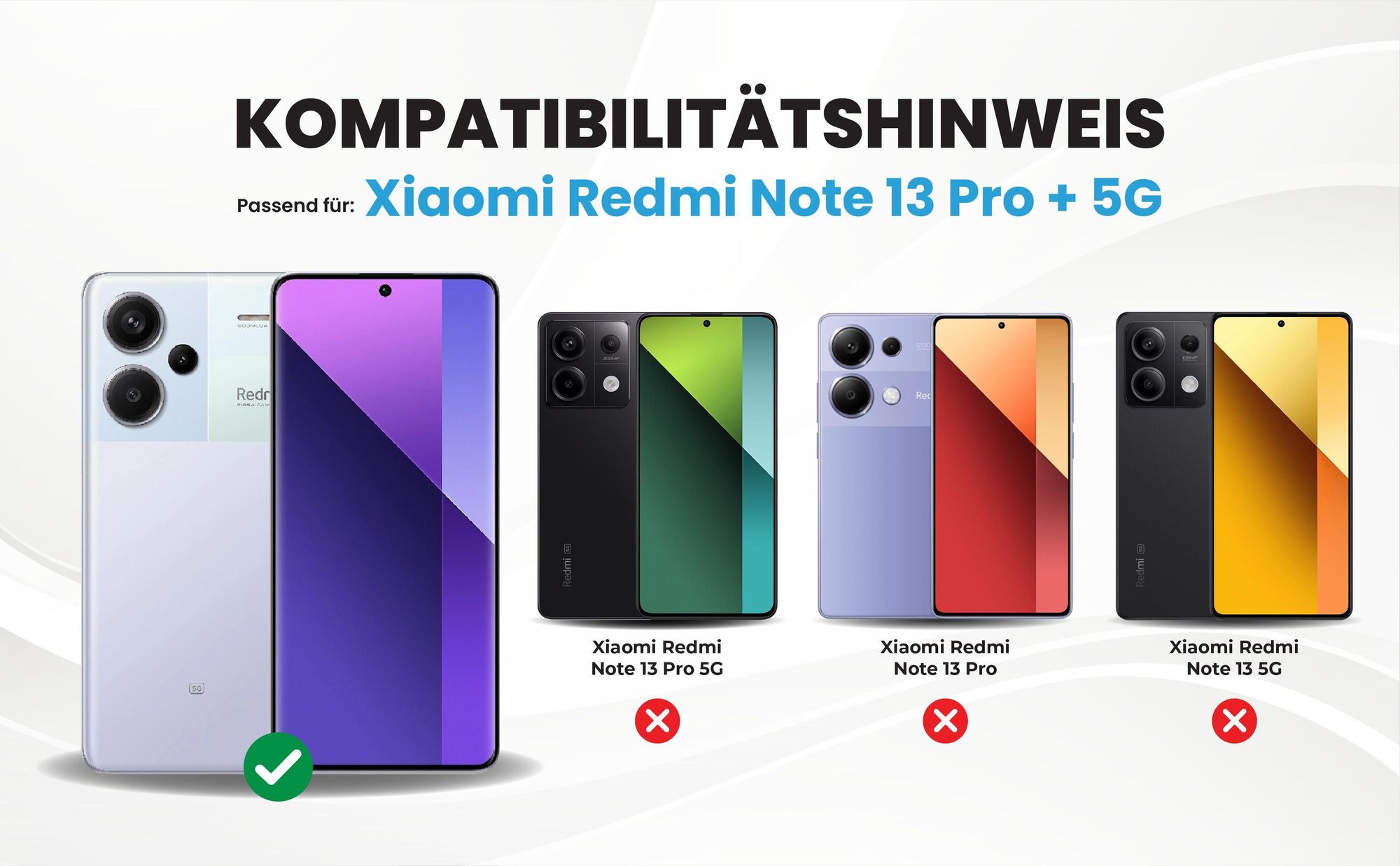 Kompatibilitätshinweise Hülle für Xiaomi Redmi Note 13 Pro+ 5G