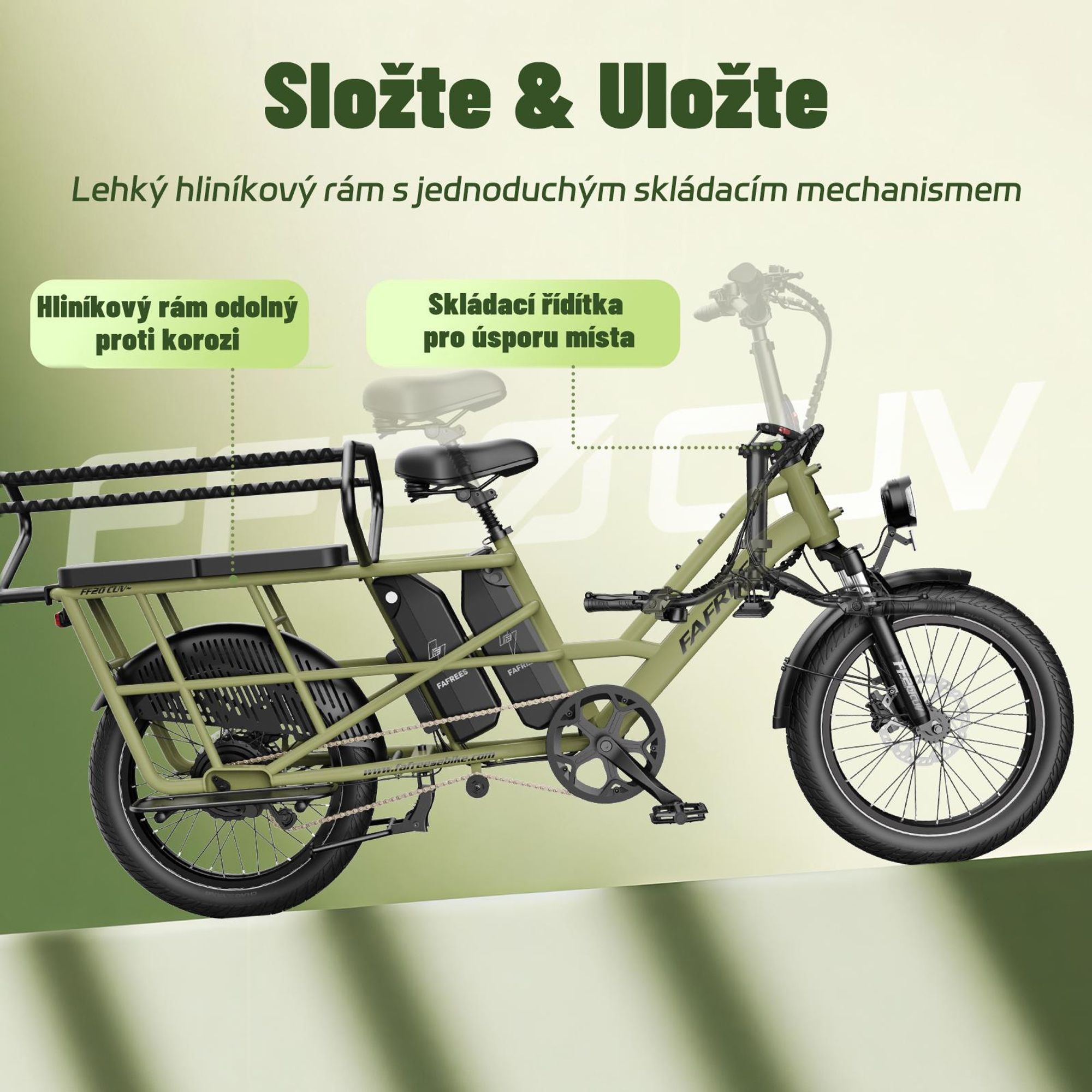 Dvojité detské sedlo FAFREES FF20 CUV pre e-bike 24AH, 0-12 rokov nosnosť 100kg rám antikorózna oceľ -čierna