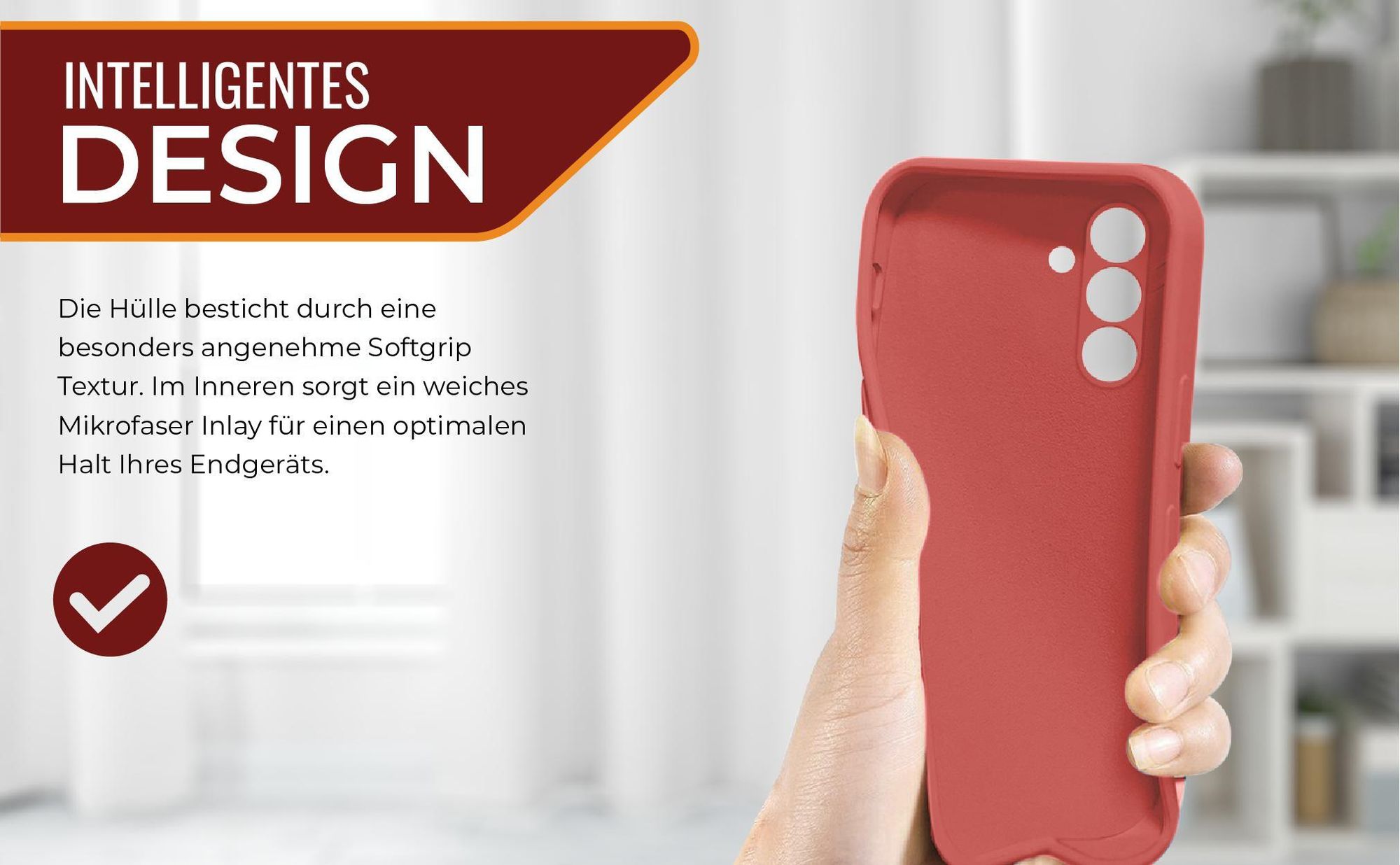 Slimcover in Rot für Samsung Galaxy A35 5G mit Mikrofraser Inlay