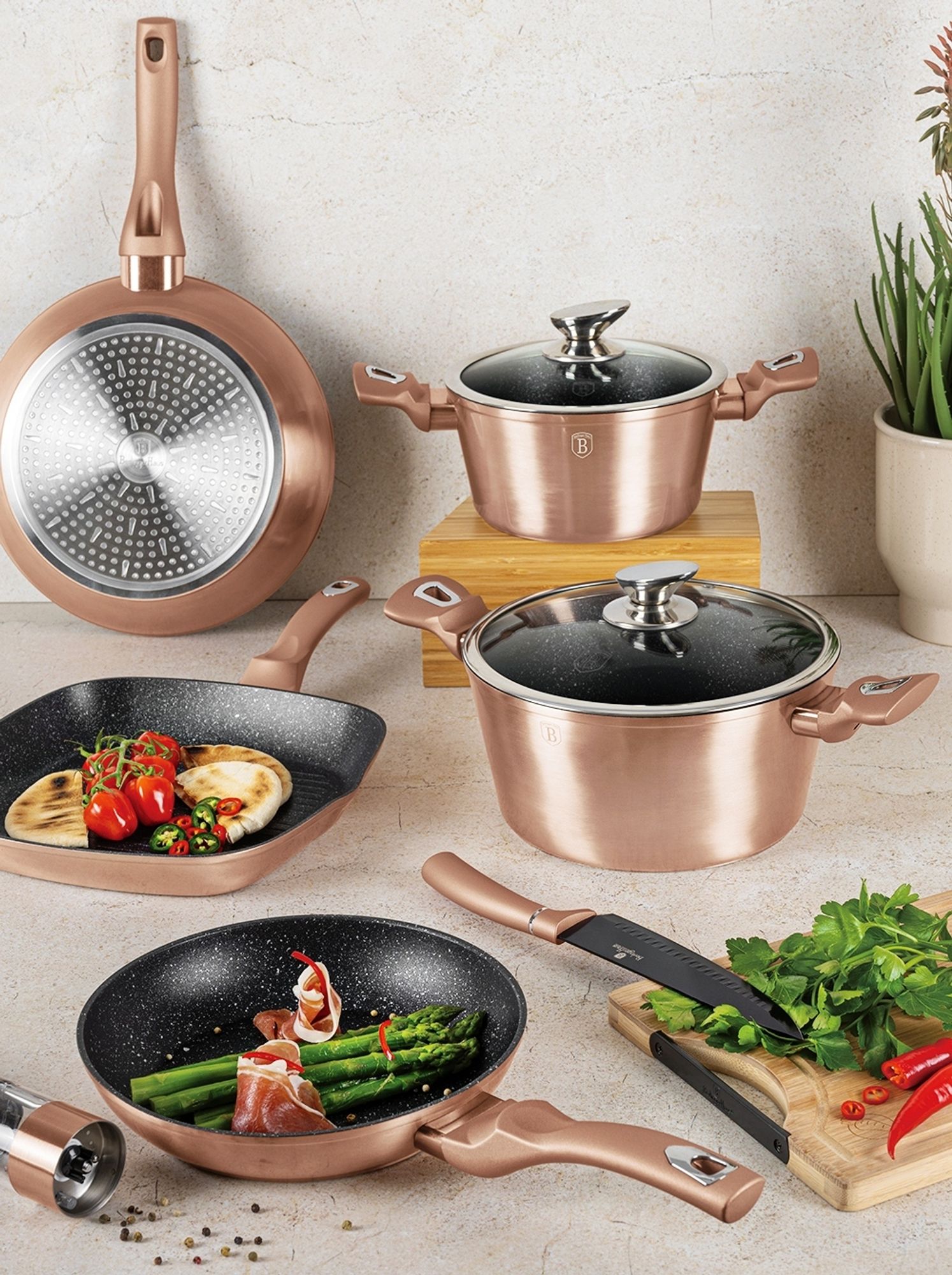 Berlinger Haus Kochgeschirr in rosegold, 15-teiliges Set