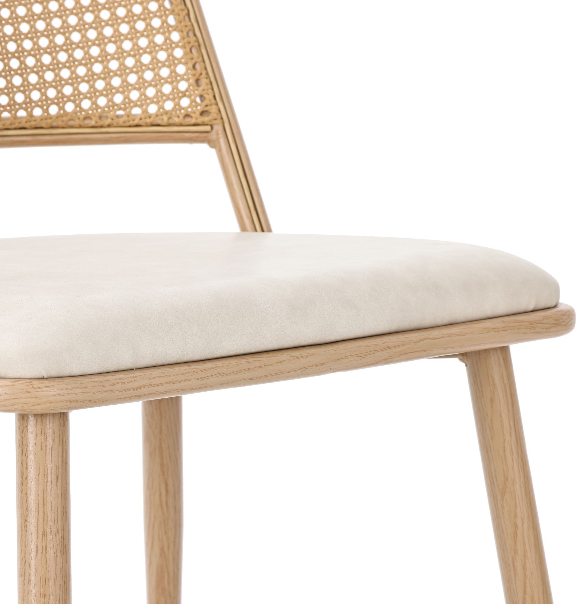 Flieks Rattan Esszimmerstühle 4er Set, Esstischstühle Küchenstühle mit Metallbeinen, Gartenstuhl Freizeitstuhl Wohnzimmerstuhl, PU, Beige