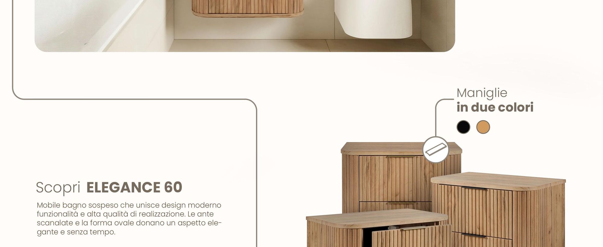 Mobile da bagno 60 CM Marrone opaco MDF 2 cassetti