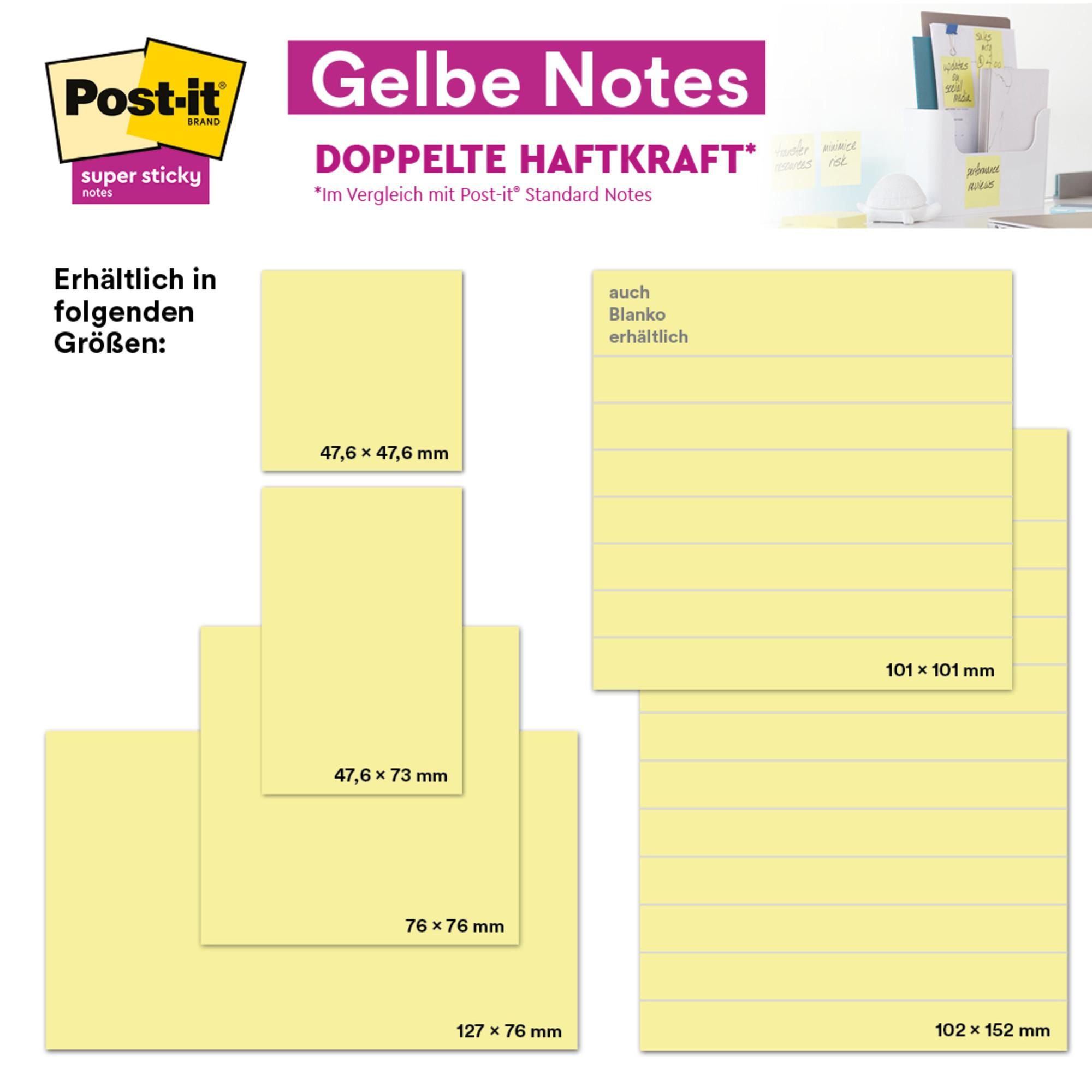 Post-it® Notes Haftnotizen selbstklebend, 12 Blöcke