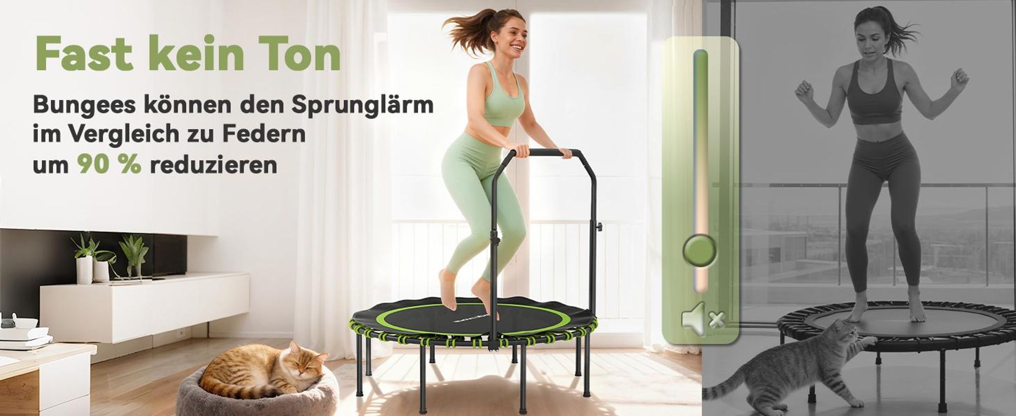 SPORTNOW Fitness Trampolin klappbar Ø114cm Mini Trampoline mit 5 Handgriffstufen
