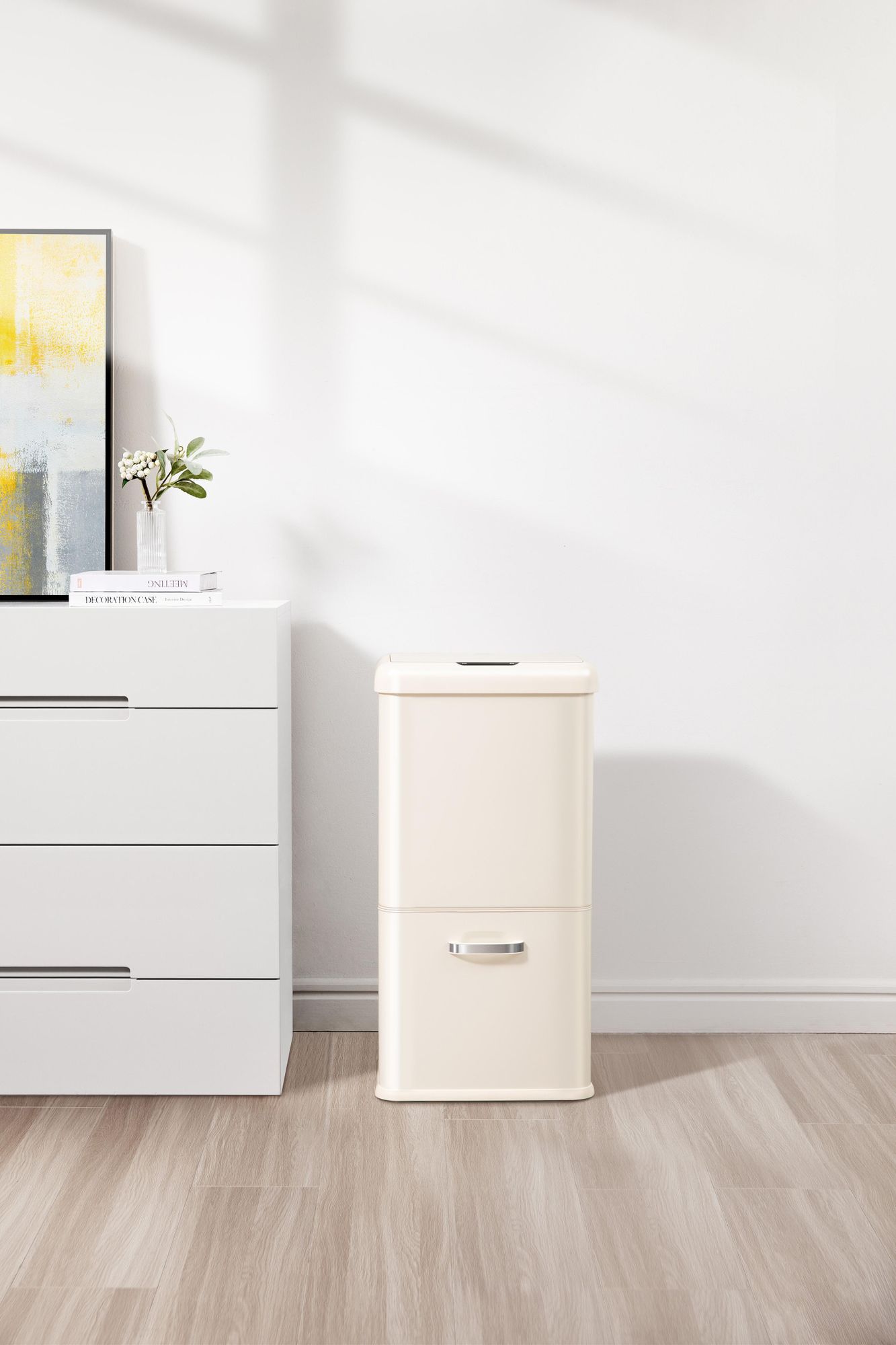 EKO - Vintage Sensor Bin 32+18 liter - Steel Plastic - Vanille Cream