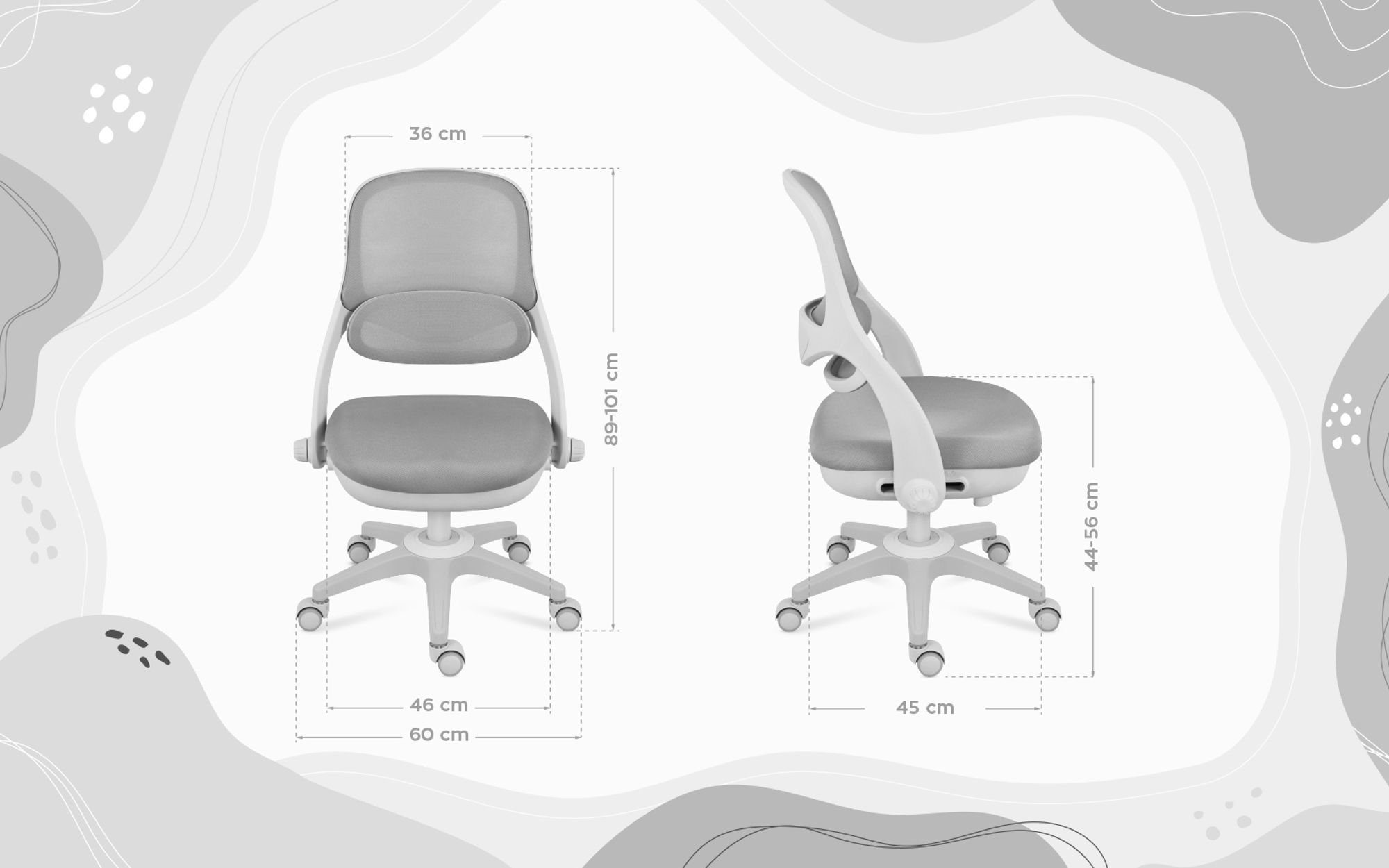 Mark Adler Junior 4.7 Grey Kinder Schreibtischstuhl Ergonomischer Kinderdrehstuhl Fußablage Grau