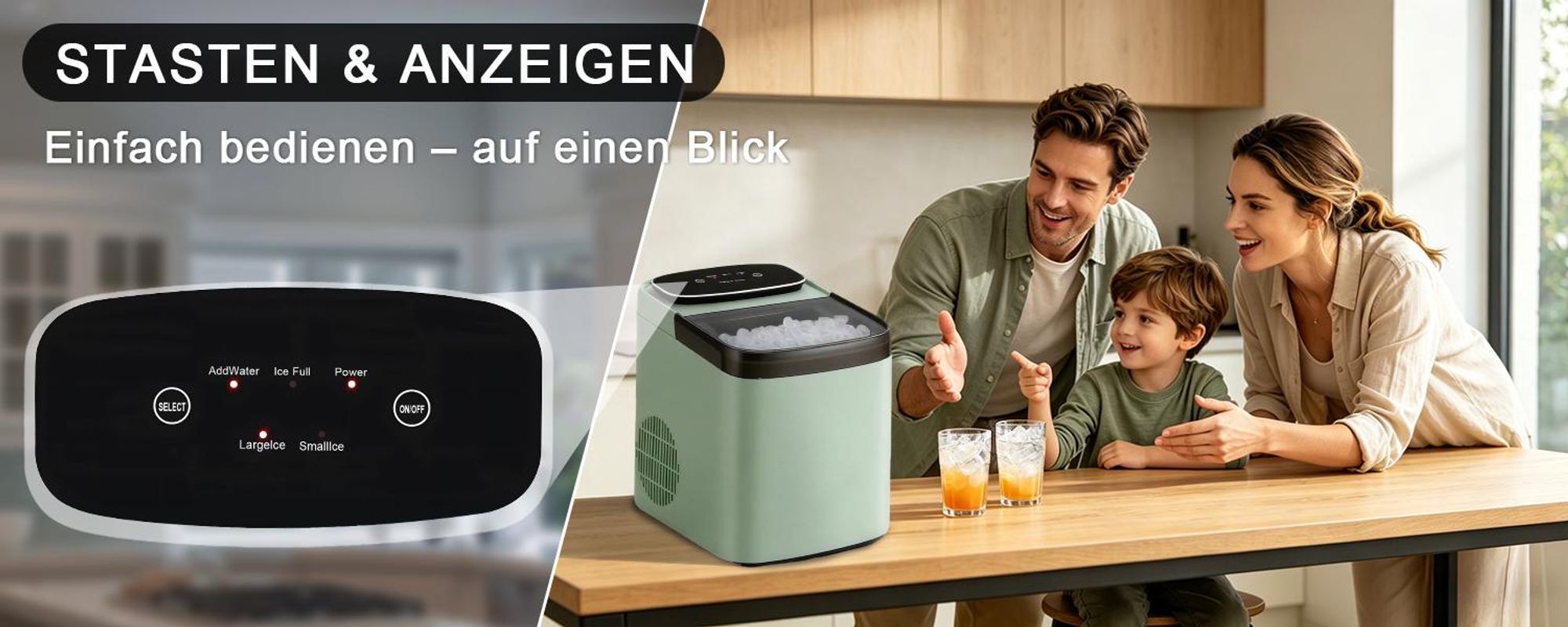 ZMH Eiswürfelmaschine Mini Eiswürfelbereiter Maschine Leise im Betrieb 2 Größen Eismaschine Eiswürfel maschine 9 Stück in 6 Minuten Bereit für Büro