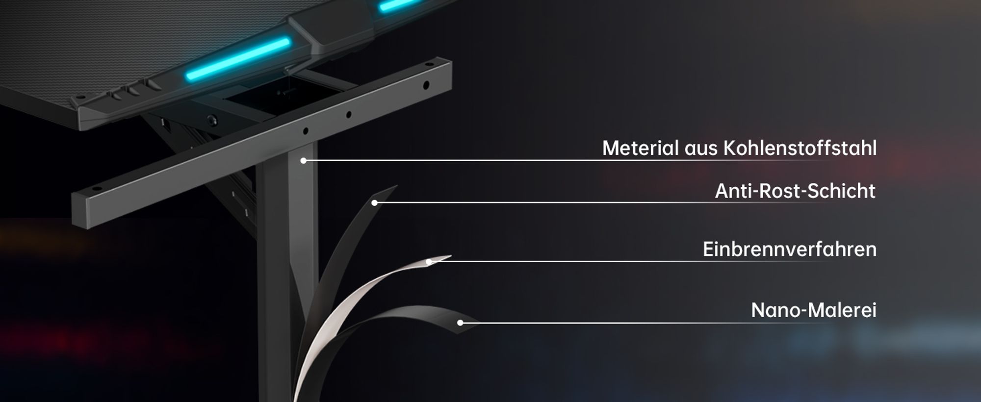 EUREKA ERGONOMIC Gaming Tisch mit LED Computertisch 140×60cm Schreibtisch Gamingtisch mit Getränkehalter und Kopfhörerhalter