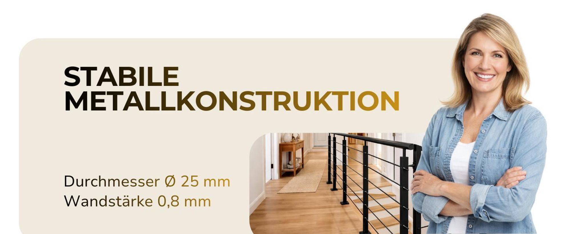 160 cm Metall Rohr Ø25 mm Schwarz Matt Treppengeländer Stange Balustrade Gardinenstange Kleiderstange 0,8 mm Wandstärke Geländer