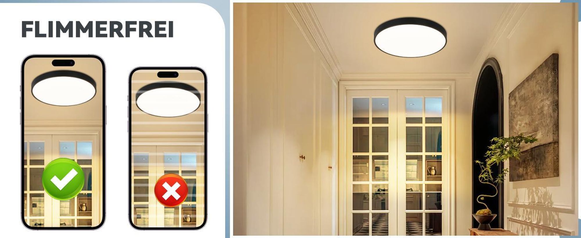 ZMH LED Deckenleuchte Dimmbar Deckenlampe mit Fernbedienung 36W Schwarz IP44 Flach 37cm Rund Küchenlampe Fürs Schlafzimmer Küche