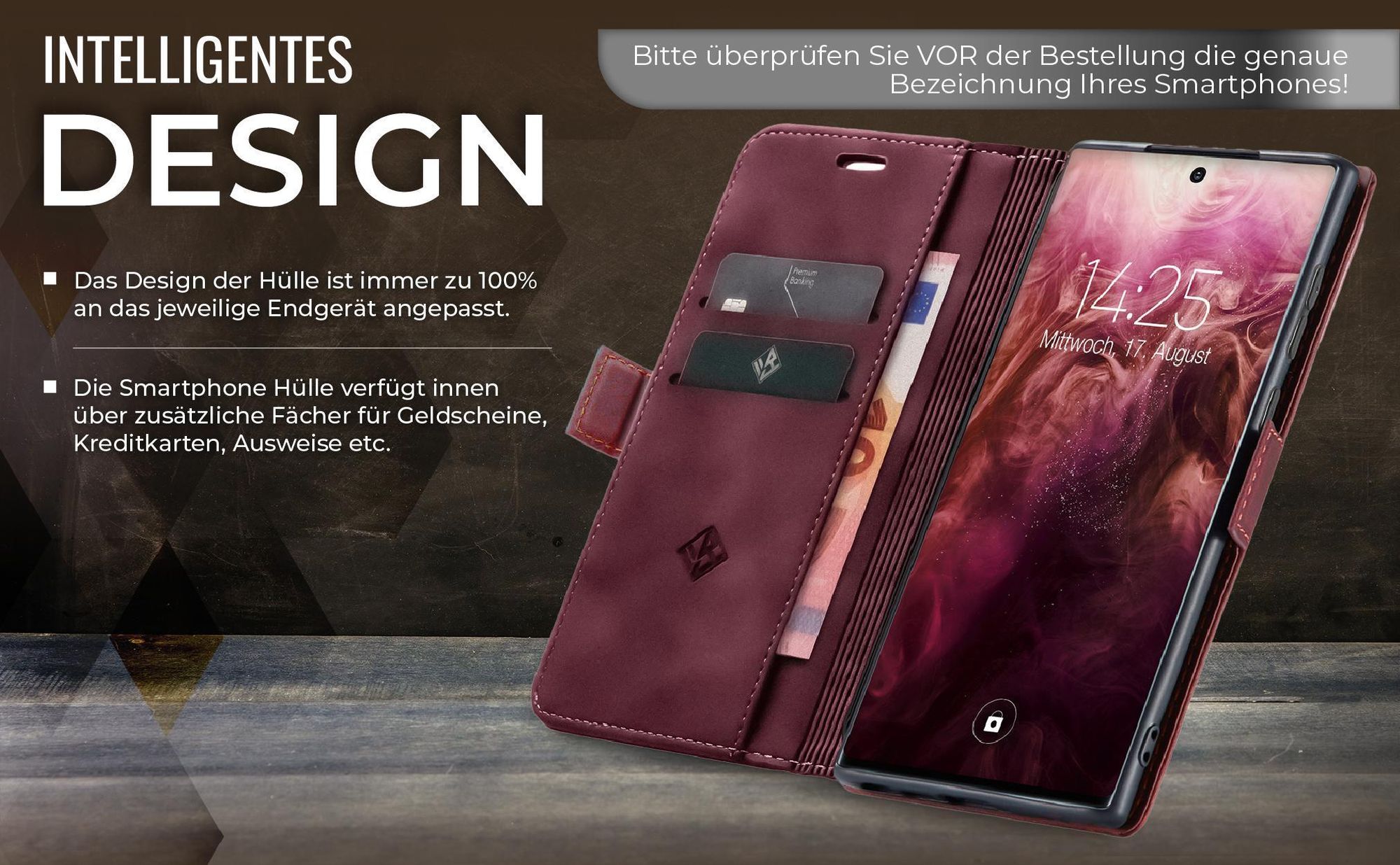 Edle Schutzhülle in Weinrot für Samsung Galaxy S20 Ultra 5G mit Kartenfächern und Geldfach