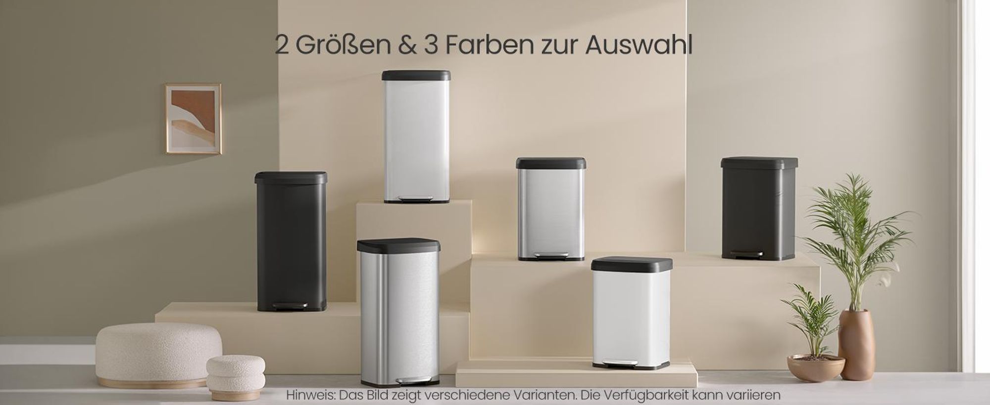 SONGMICS Mülleimer Küche 68 Liter Abfalleimer Tretmülleimer aus Metall Deckel silbern