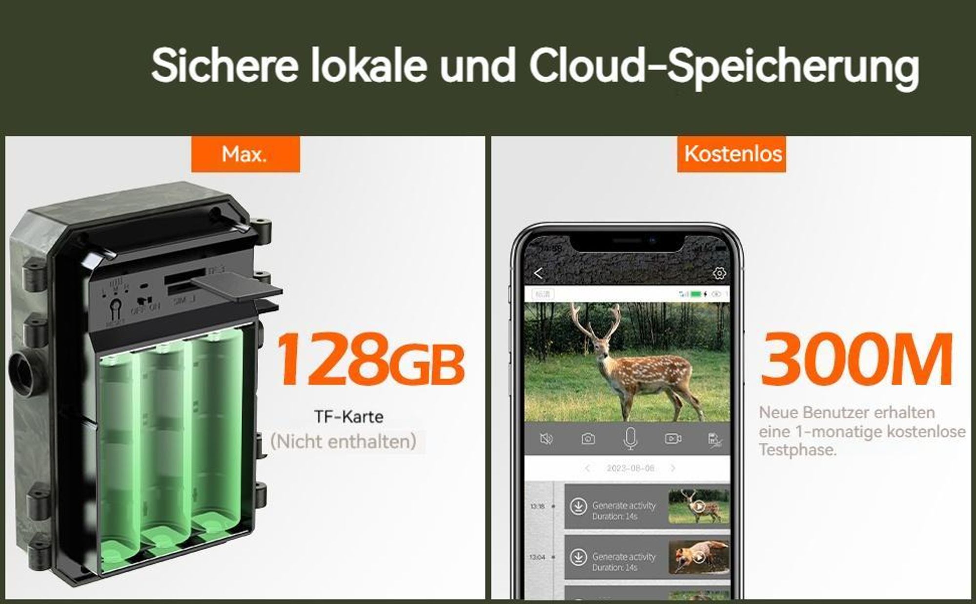Usogood 4G LTE Wildkamera mit Handyübertragung App & Bewegungsmelder, 2K Solar Überwachungskamera Aussen mit SIM Karte, Nachtsicht, GPS