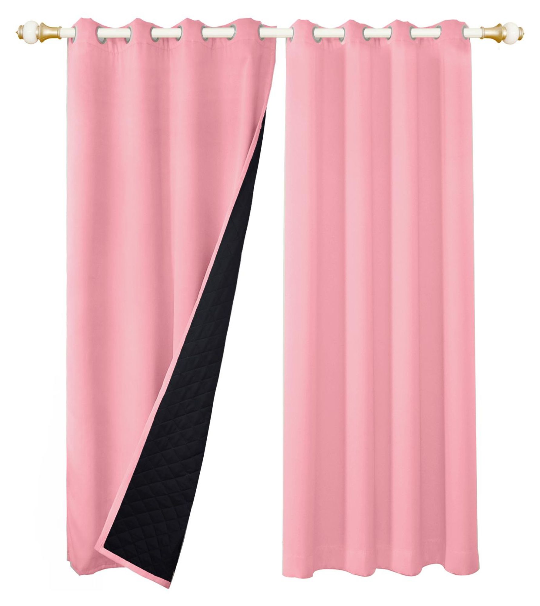 1x 100% Verdunkelung Thermo Vorhänge Rosa Blickdicht Verdunkelungsvorhang mit Ösen Einfarbige, 132*213cm
