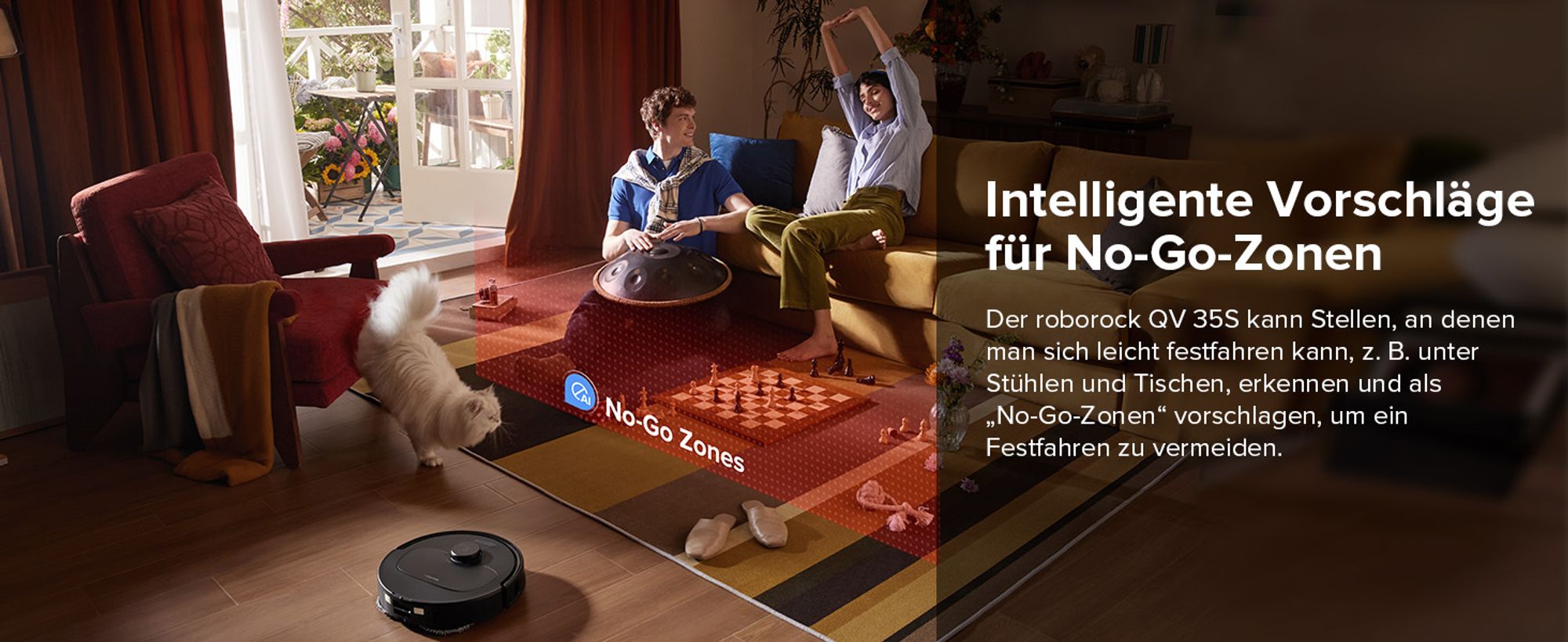 Roborock QV 35S Staubsauger Roboter, 10.000Pa Saugroboter (Upgrade von Qrevo Plus), Anti-Tangle-Bürsten, Anhebbare Schleudermopps (Schwarz)