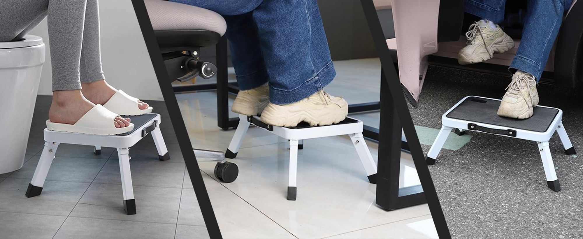 Tritthocker Klappbar, Trittstuhl, Klapphocker, rutschfeste, Höhenverstellbare 18-25cm, Tragkraft 150 kg, für Küche, Haushalt und Wohnwagen