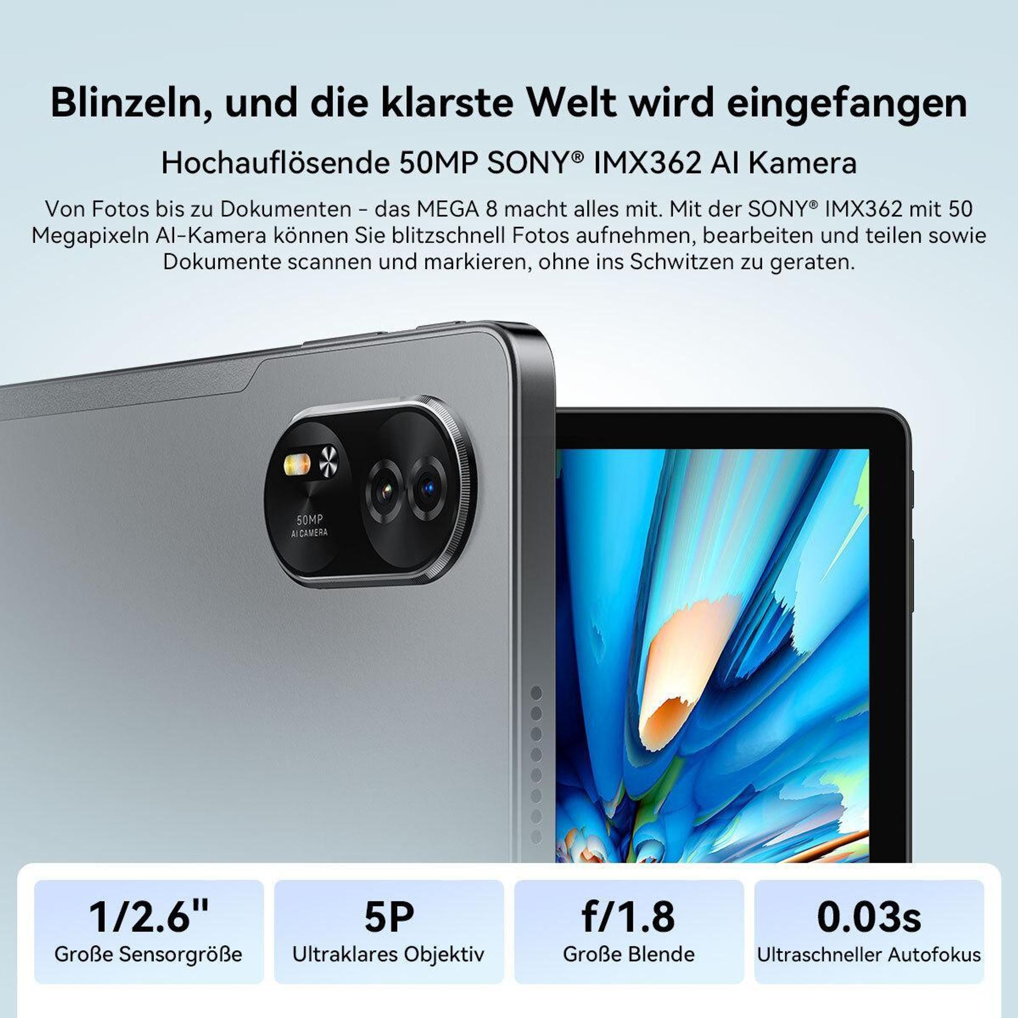 Blackview Mega8, 13 Zoll, Dual 4G LTE+5G WiFi, Android 16, mit 36GB(12+24) RAM+256GB ROM(2TB TF), 2K FHD Display, Octa Core T620, 1100mAh
