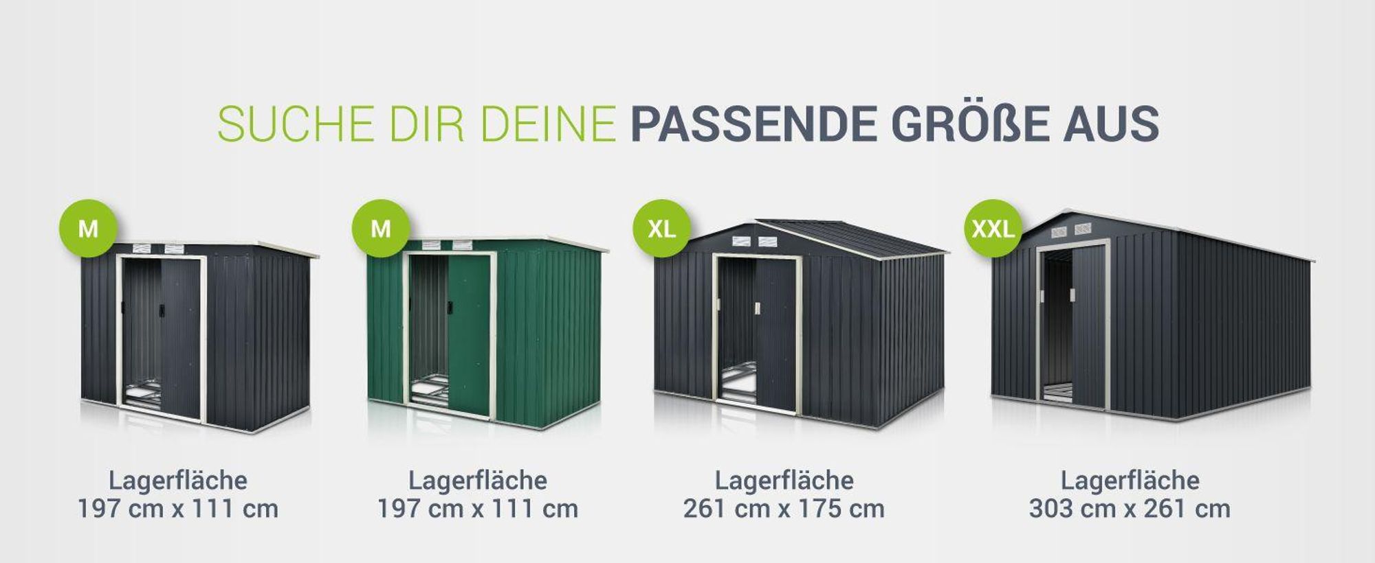 Juskys Metall Gerätehaus M mit Pultdach, Schiebetür & Fundament - 4m³ - Anthrazit