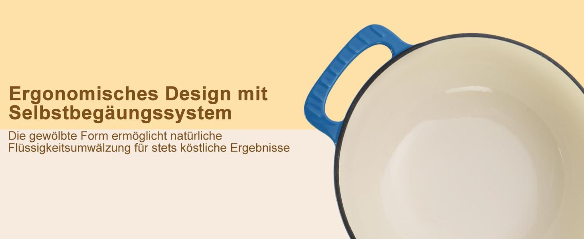 FCH Gusseisen Topf 26cm - 6QT-5.5L Emaille Bräter mit Deckel backofengeeignet - für Küche Backen Schmoren Braten (Blau)