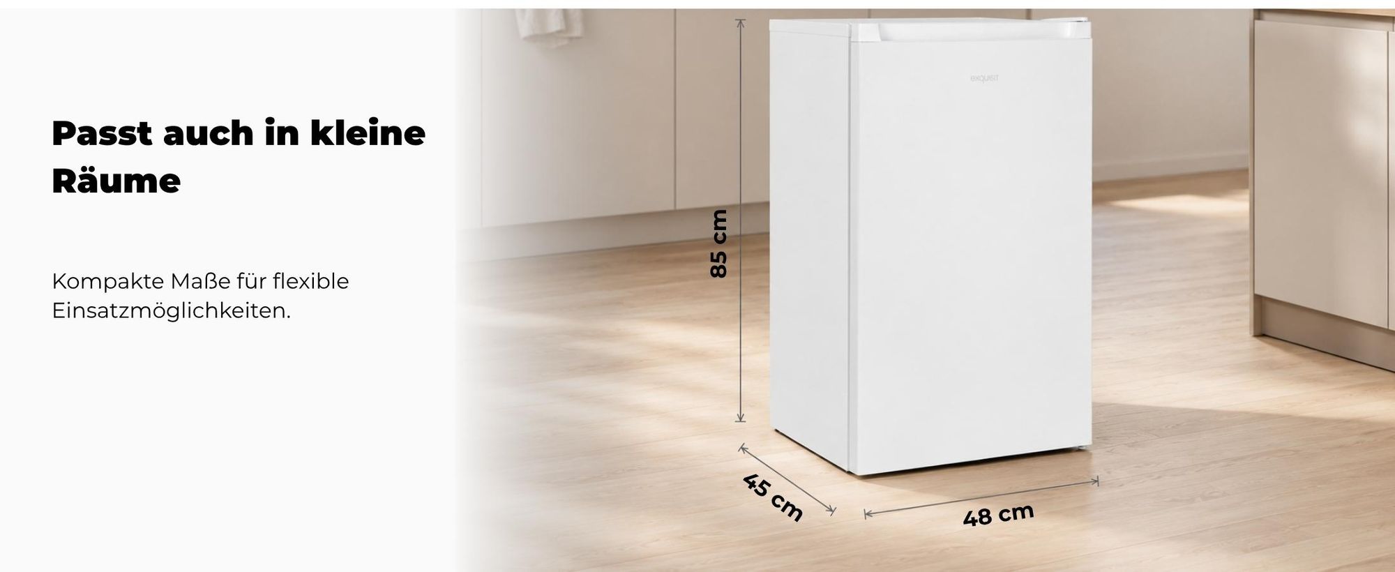 Exquisit Kühlschrank, KS5117-3-010E weiss, Kühlschrank mit Gefrierfach, Freistehend,  3-Sterne-Gefrieren, Türanschlag wechselbar, Temperaturregelung