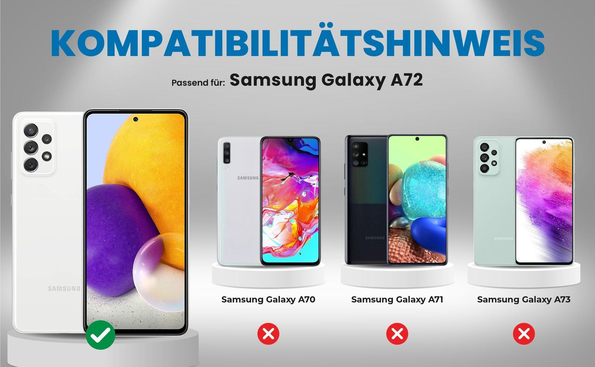 Kompatibilitätshinweise Hülle für Samsung Galaxy A72